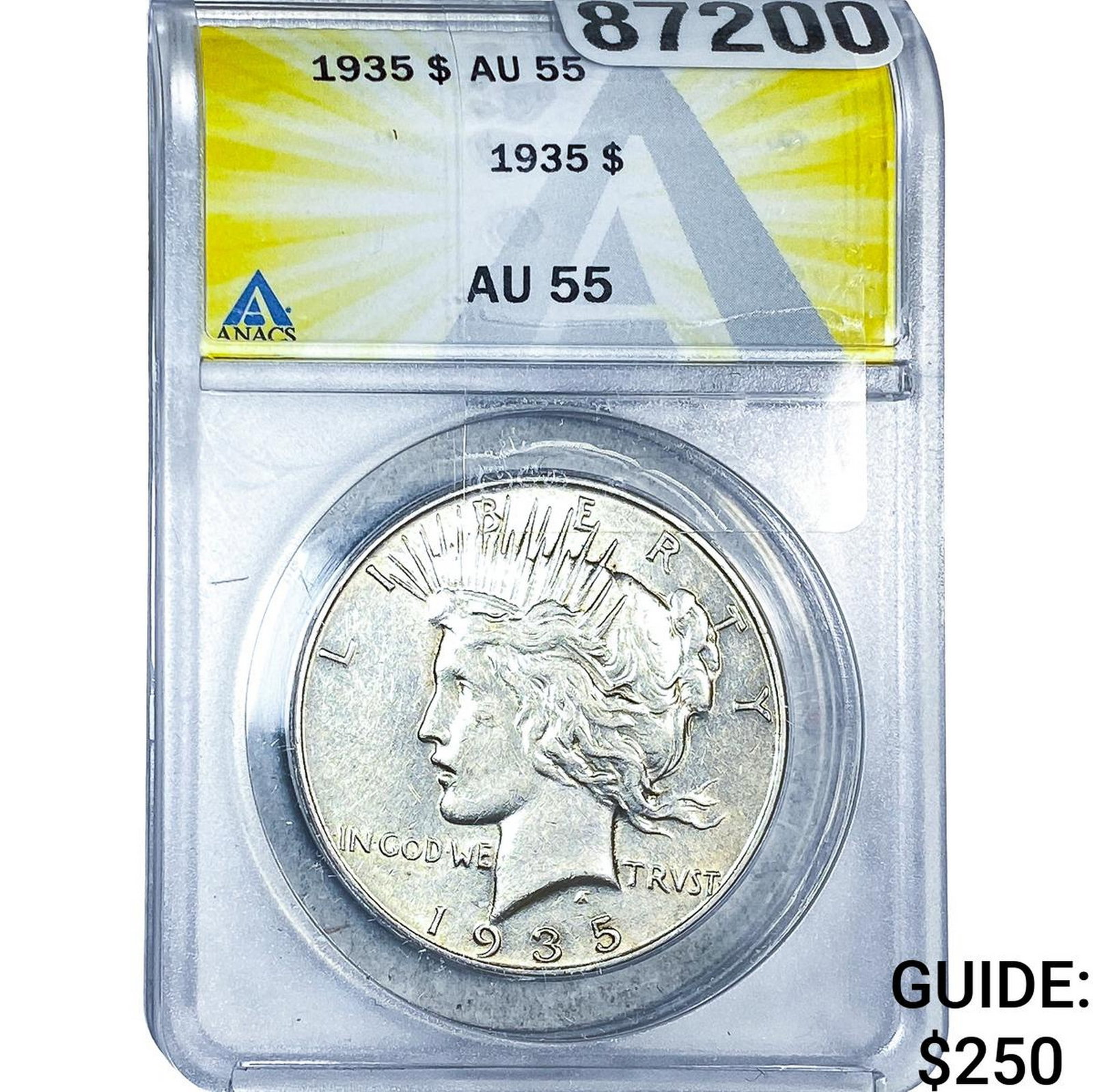 1935 Silver Peace Dollar ANACS AU55: 1935 Silver Peace Dollar ANACS AU55