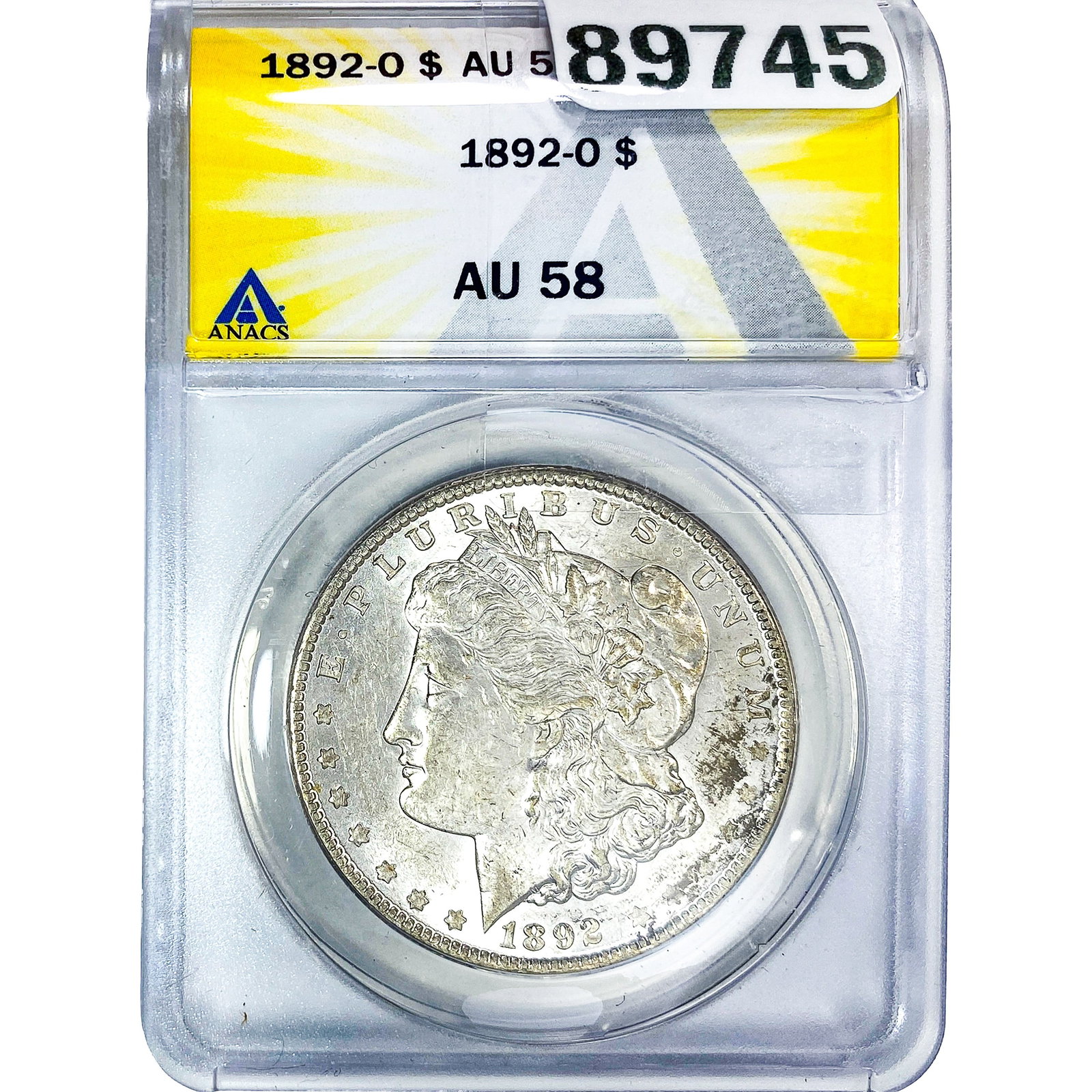 1892-O Morgan Silver Dollar ANACS AU58: 1892-O Morgan Silver Dollar ANACS AU58