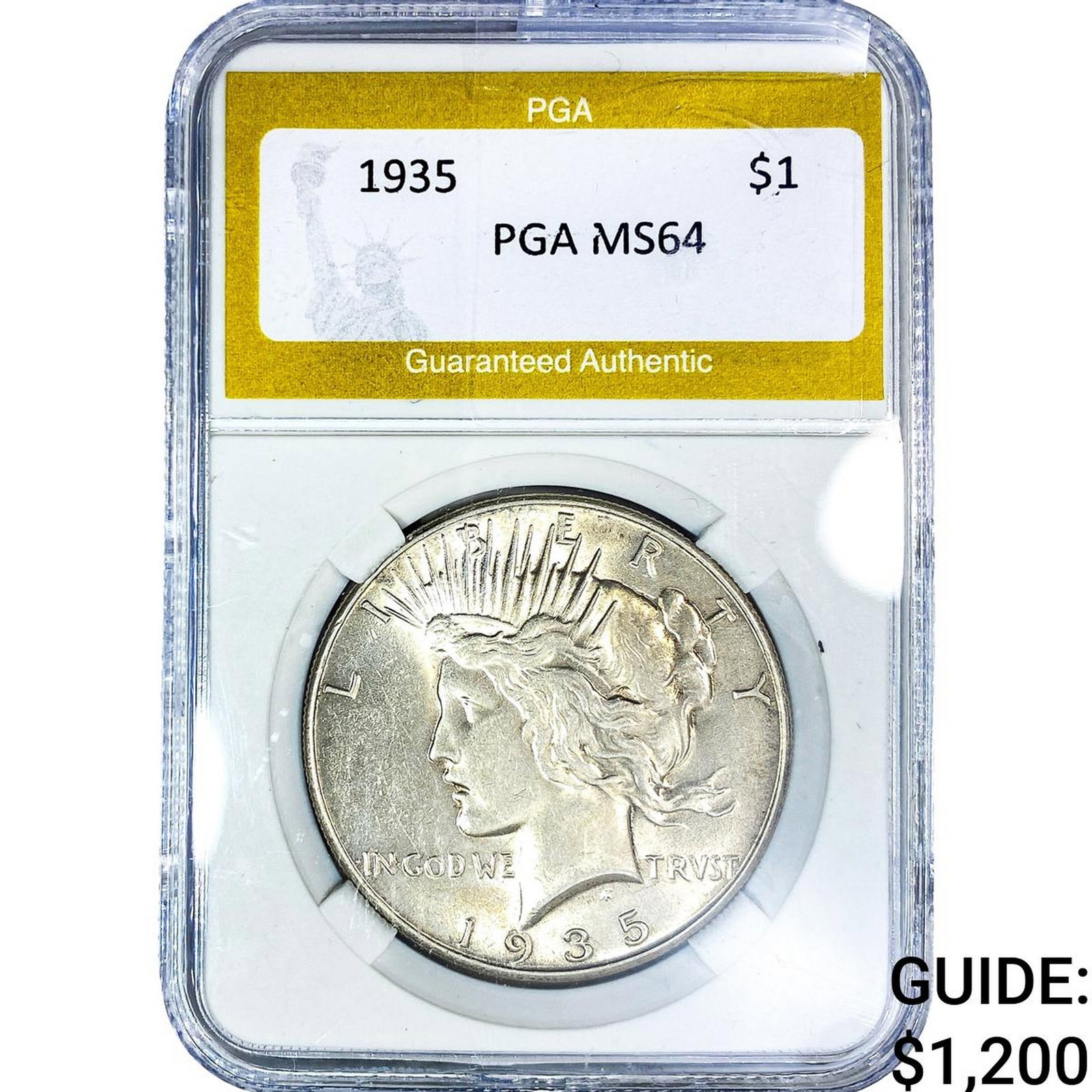 1935 Silver Peace Dollar PGA MS64: 1935 Silver Peace Dollar PGA MS64
