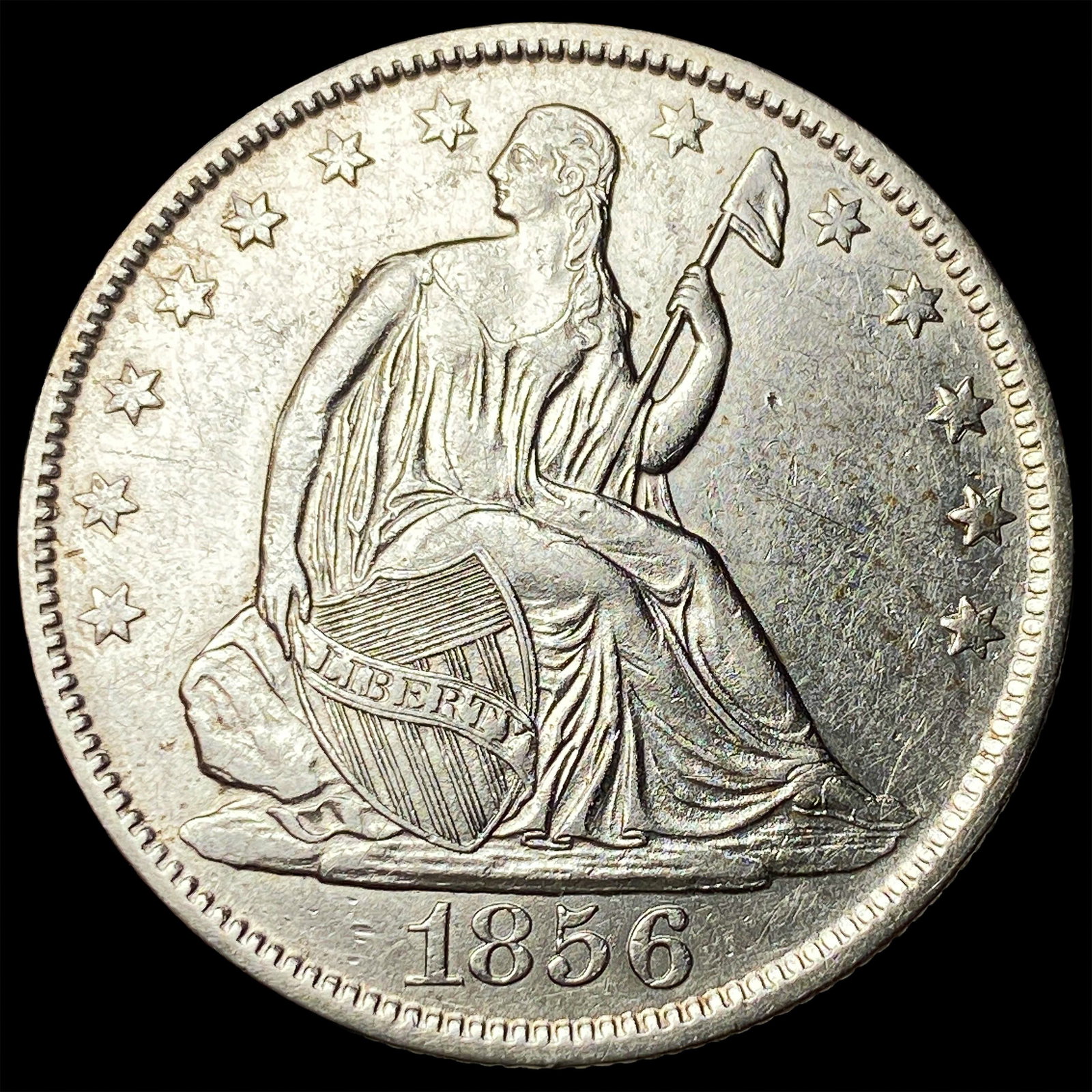 1856-O Silver Seated Liberty Half Dollar CLOSELY UNCIRCULATED: 1856-O Silver Seated Liberty Half Dollar CLOSELY UNCIRCULATED