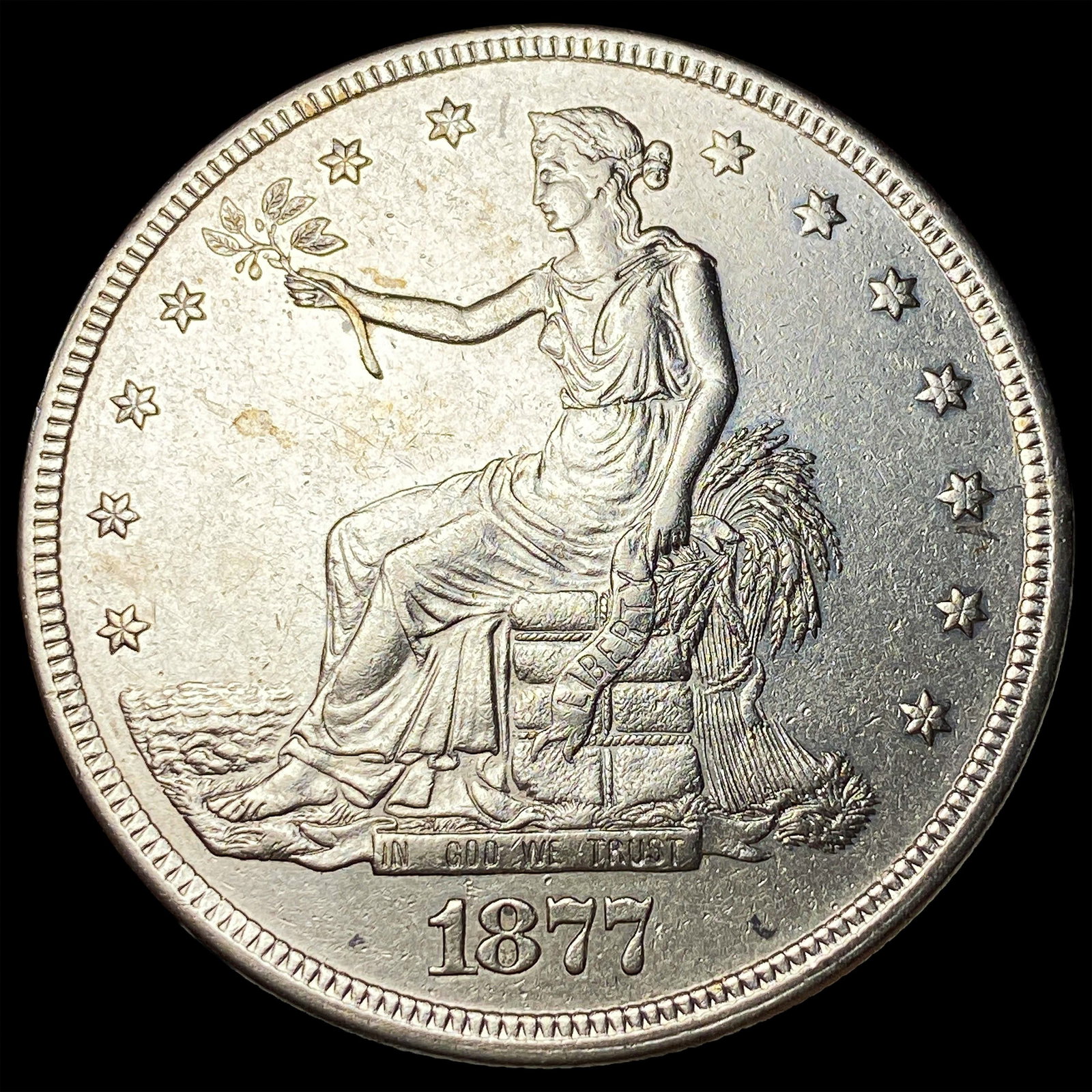 1877-S Silver Trade Dollar CLOSELY UNCIRCULATED: 1877-S Silver Trade Dollar CLOSELY UNCIRCULATED