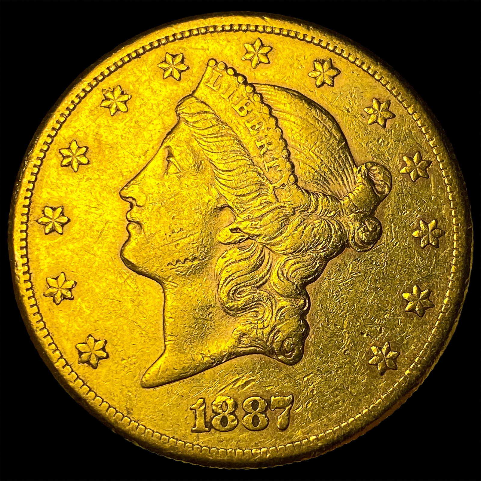 1887 Liberty Head Double Eagle $20 Gold CLOSELY UNCIRCULATED: 1887 Liberty Head Double Eagle $20 Gold CLOSELY UNCIRCULATED