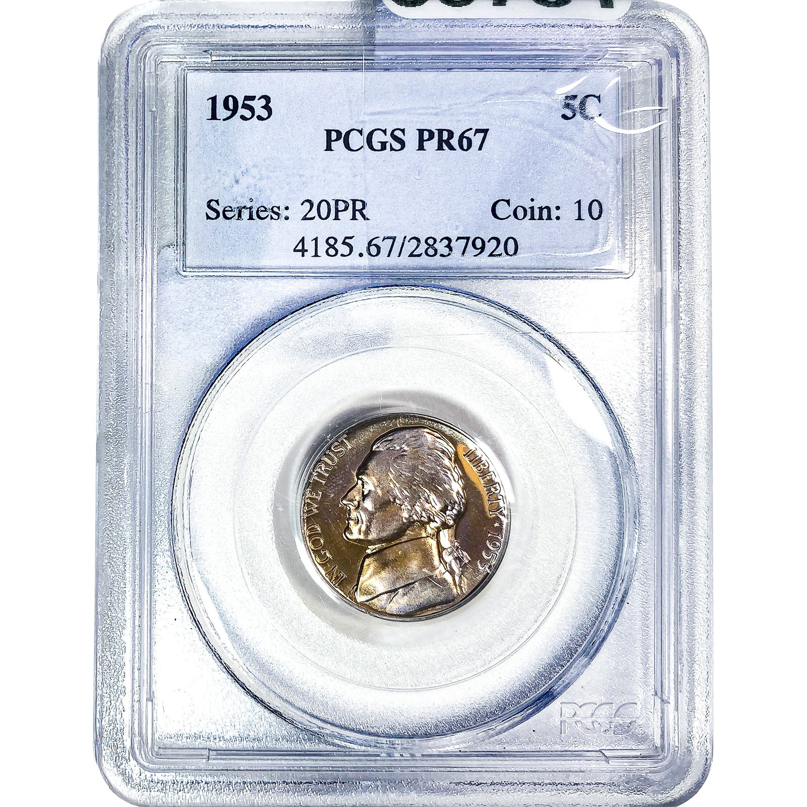 1953 Jefferson Nickel PCGS PR67: 1953 Jefferson Nickel PCGS PR67