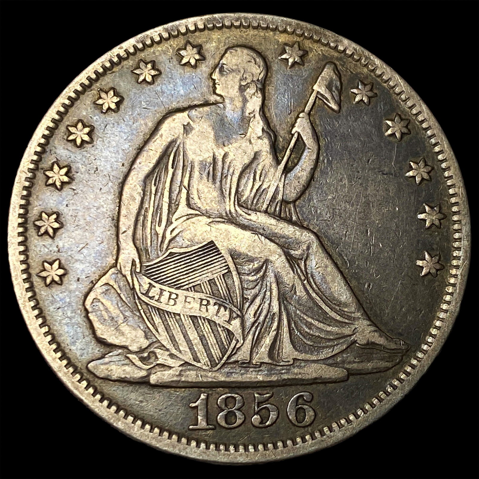 1856-O Silver Seated Liberty Half Dollar ABOUT UNCIRCULATED: 1856-O Silver Seated Liberty Half Dollar ABOUT UNCIRCULATED