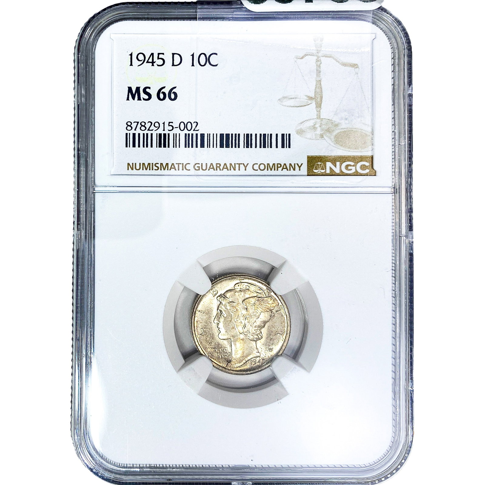 1945-D Mercury Silver Dime NGC MS66: 1945-D Mercury Silver Dime NGC MS66