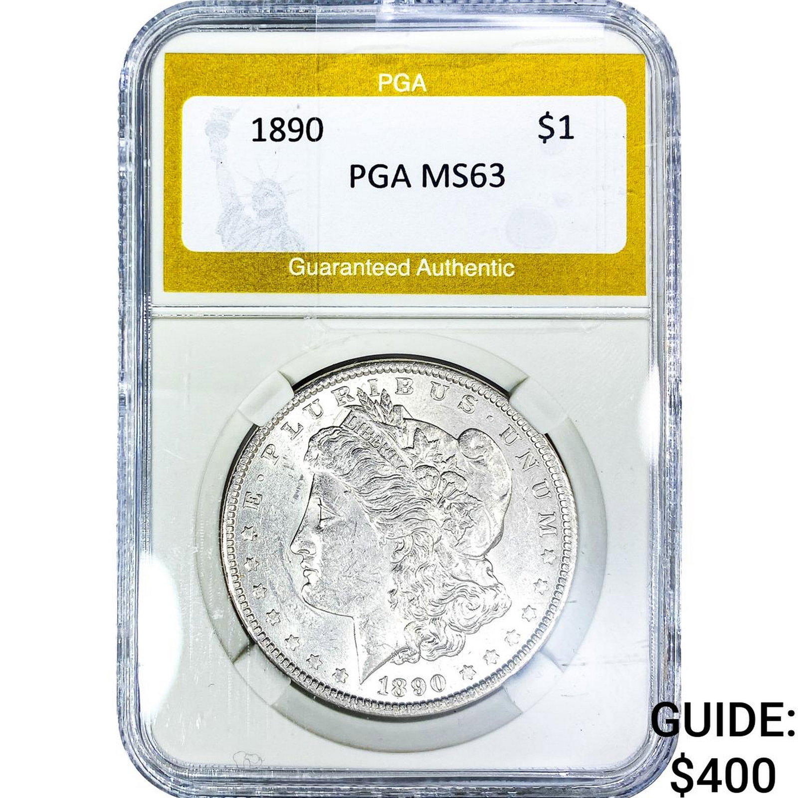 1890 Morgan Silver Dollar PGA MS63: 1890 Morgan Silver Dollar PGA MS63