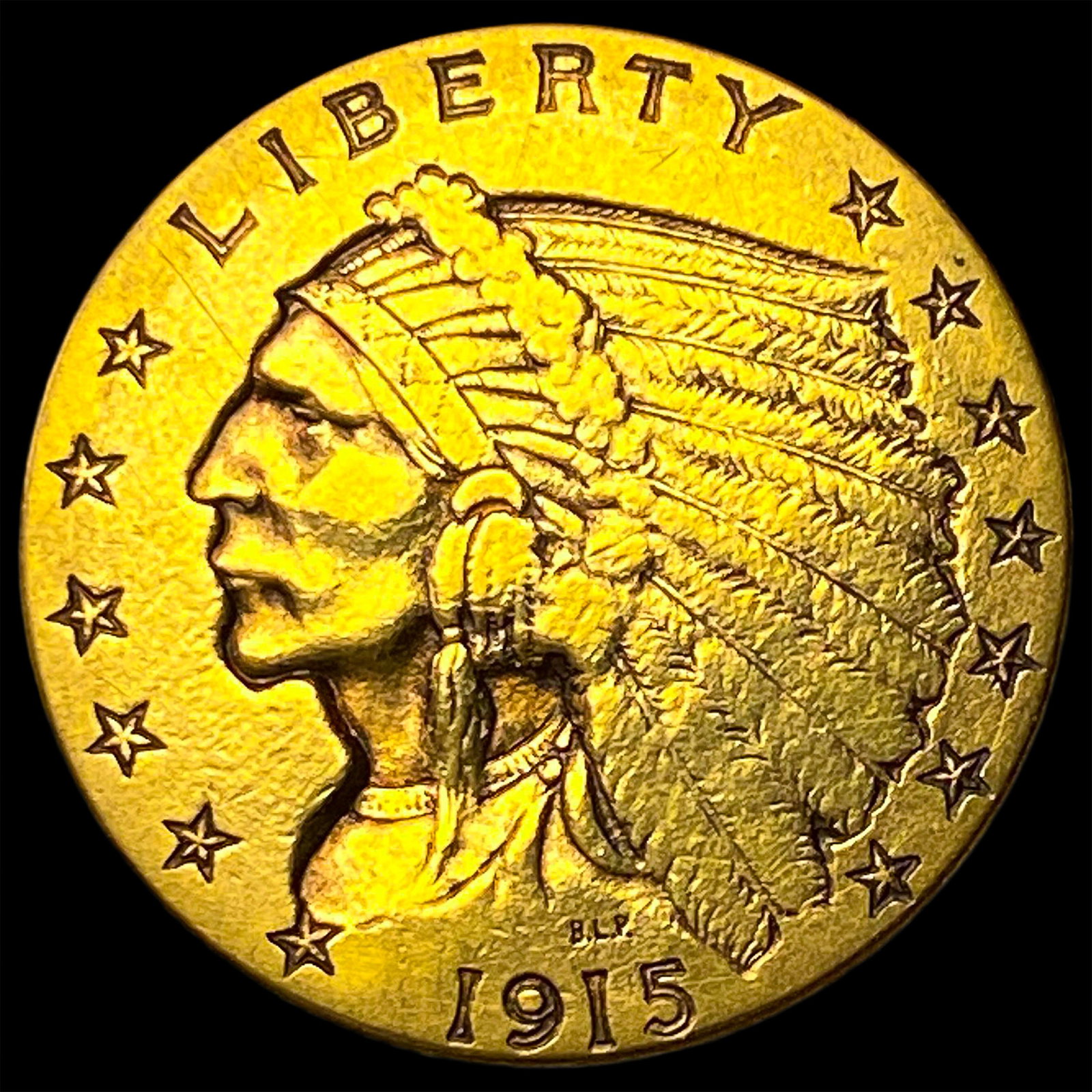 1915 Indian Head $2.5 Gold Quarter Eagle CLOSELY UNCIRCULATED: 1915 Indian Head $2.5 Gold Quarter Eagle CLOSELY UNCIRCULATED