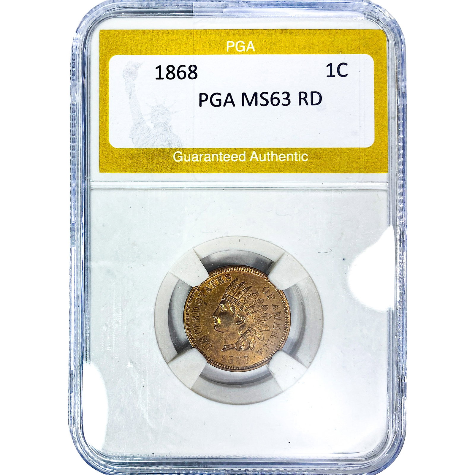 1868 Indian Head Cent PGA MS63 RD: 1868 Indian Head Cent PGA MS63 RD