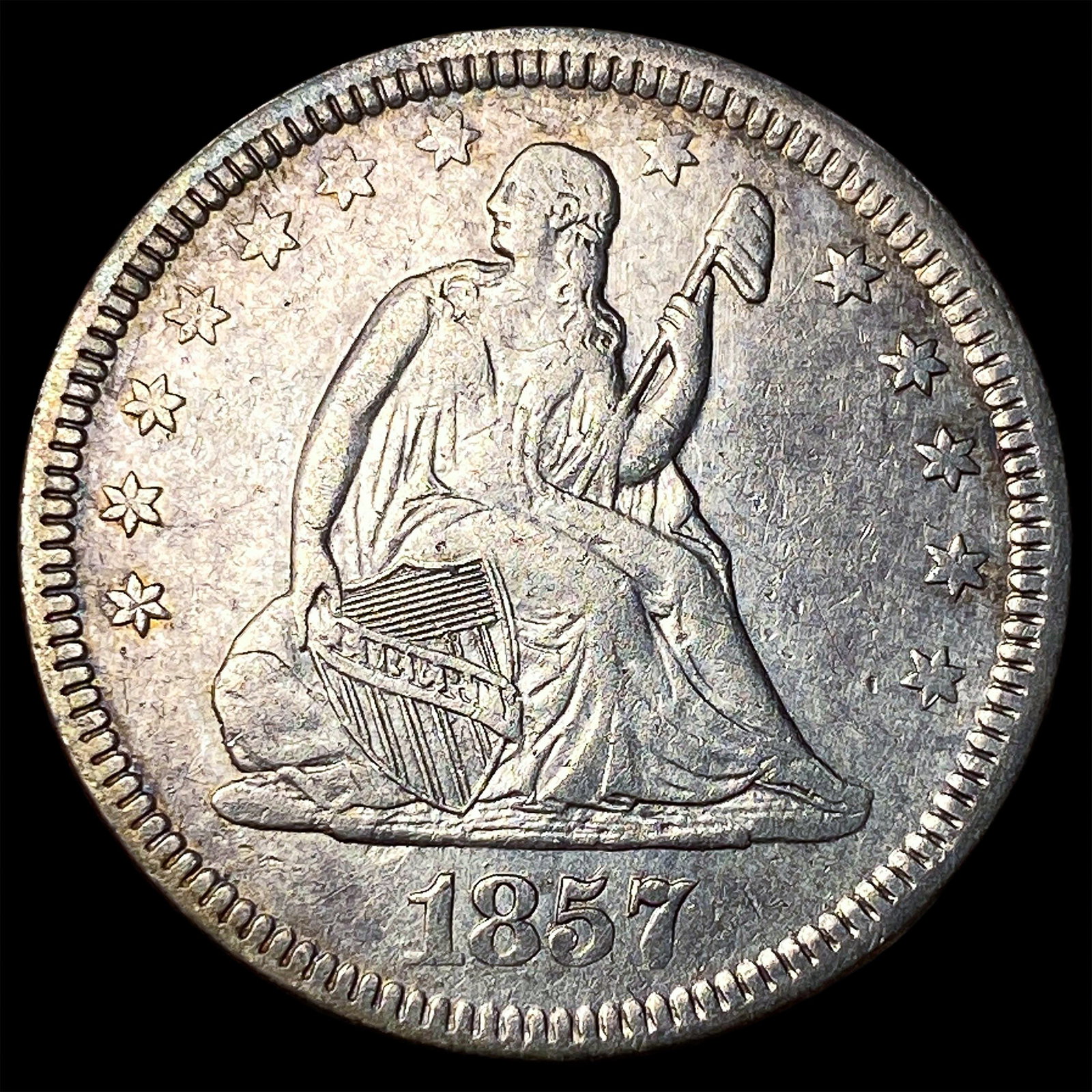 1857 Seated Liberty Quarter NEARLY UNCIRCULATED: 1857 Seated Liberty Quarter NEARLY UNCIRCULATED