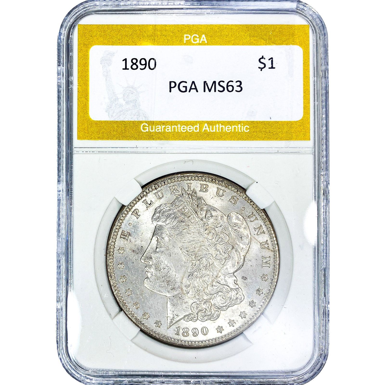1890 Morgan Silver Dollar PGA MS63: 1890 Morgan Silver Dollar PGA MS63
