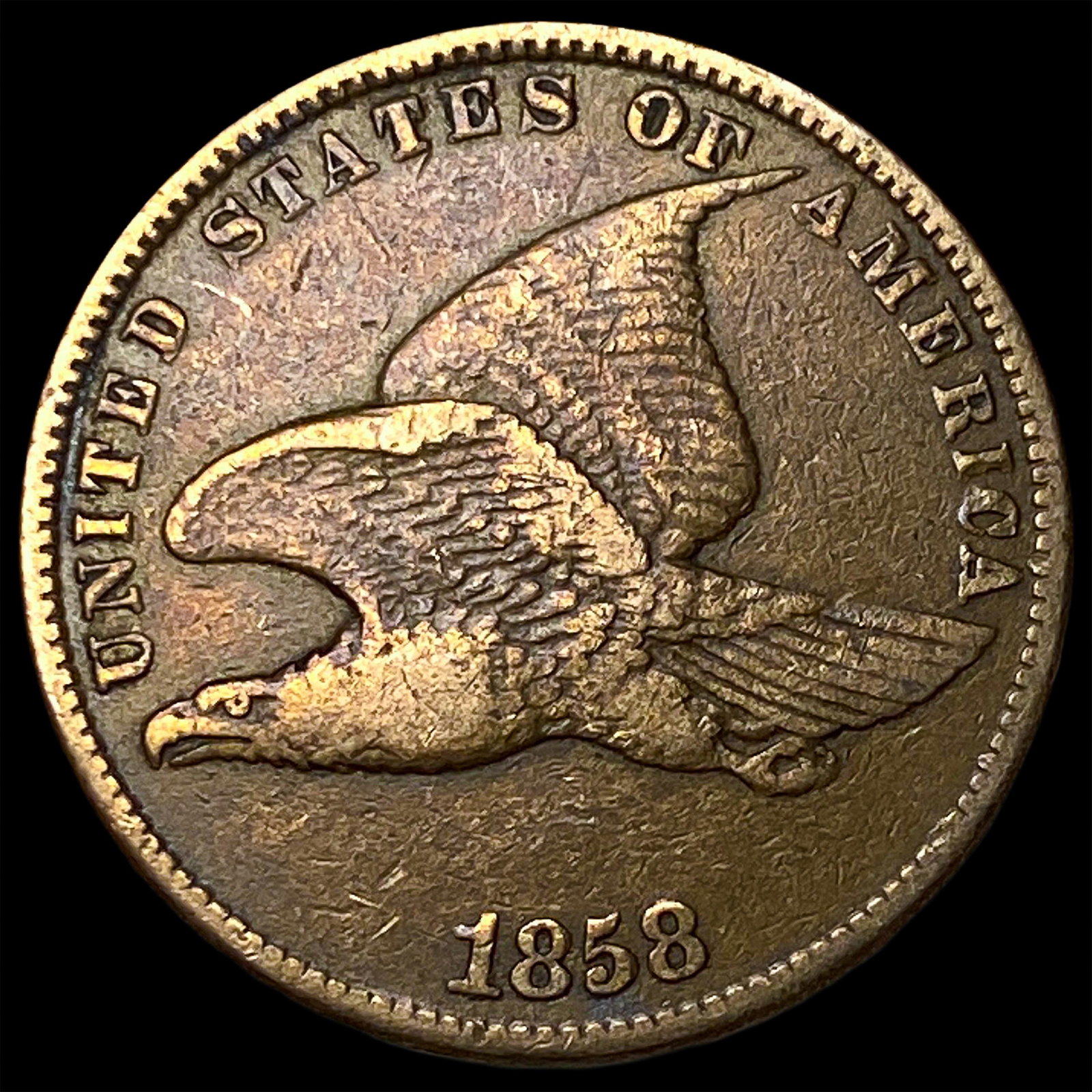1858 Copper-Nickel Flying Eagle Cent ABOUT UNCIRCULATED: 1858 Copper-Nickel Flying Eagle Cent ABOUT UNCIRCULATED