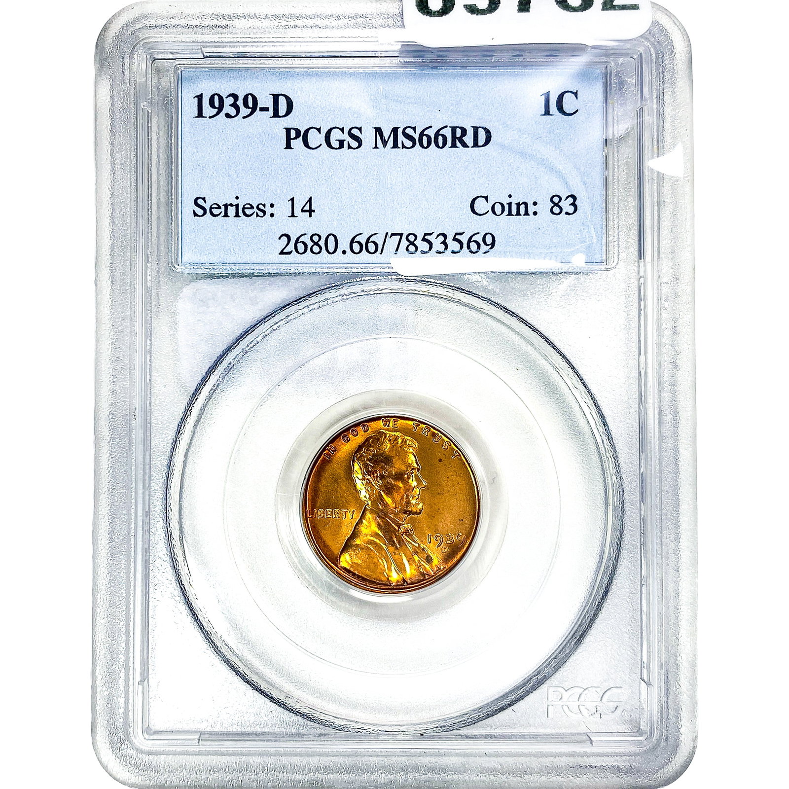 1939-D Wheat Cent PCGS MS66 RD: 1939-D Wheat Cent PCGS MS66 RD