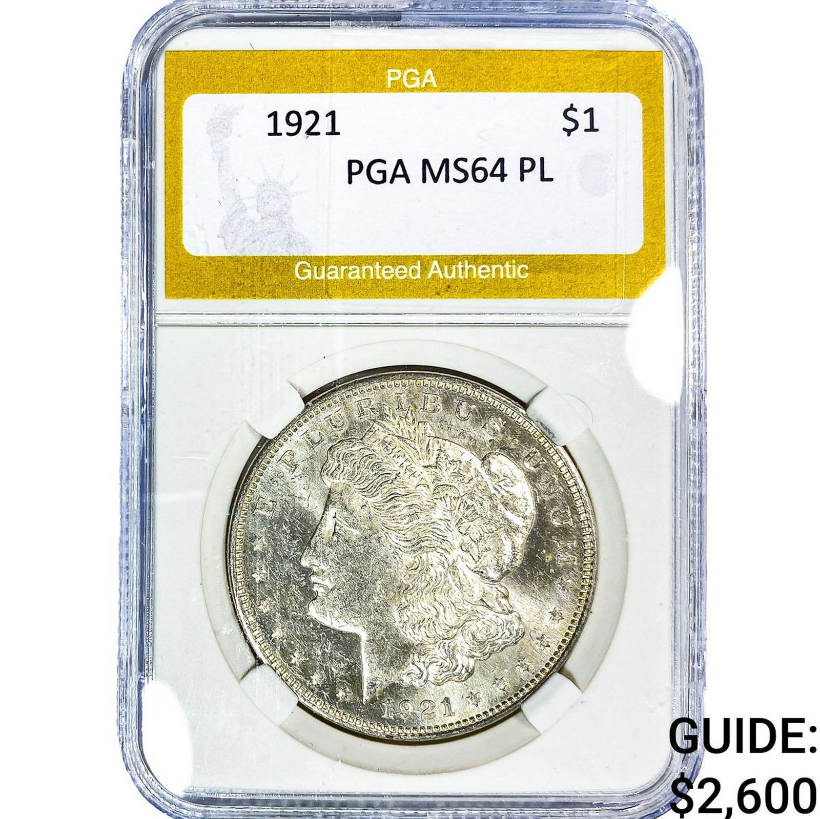 1921 Morgan Silver Dollar PGA MS64 PL: 1921 Morgan Silver Dollar PGA MS64 PL