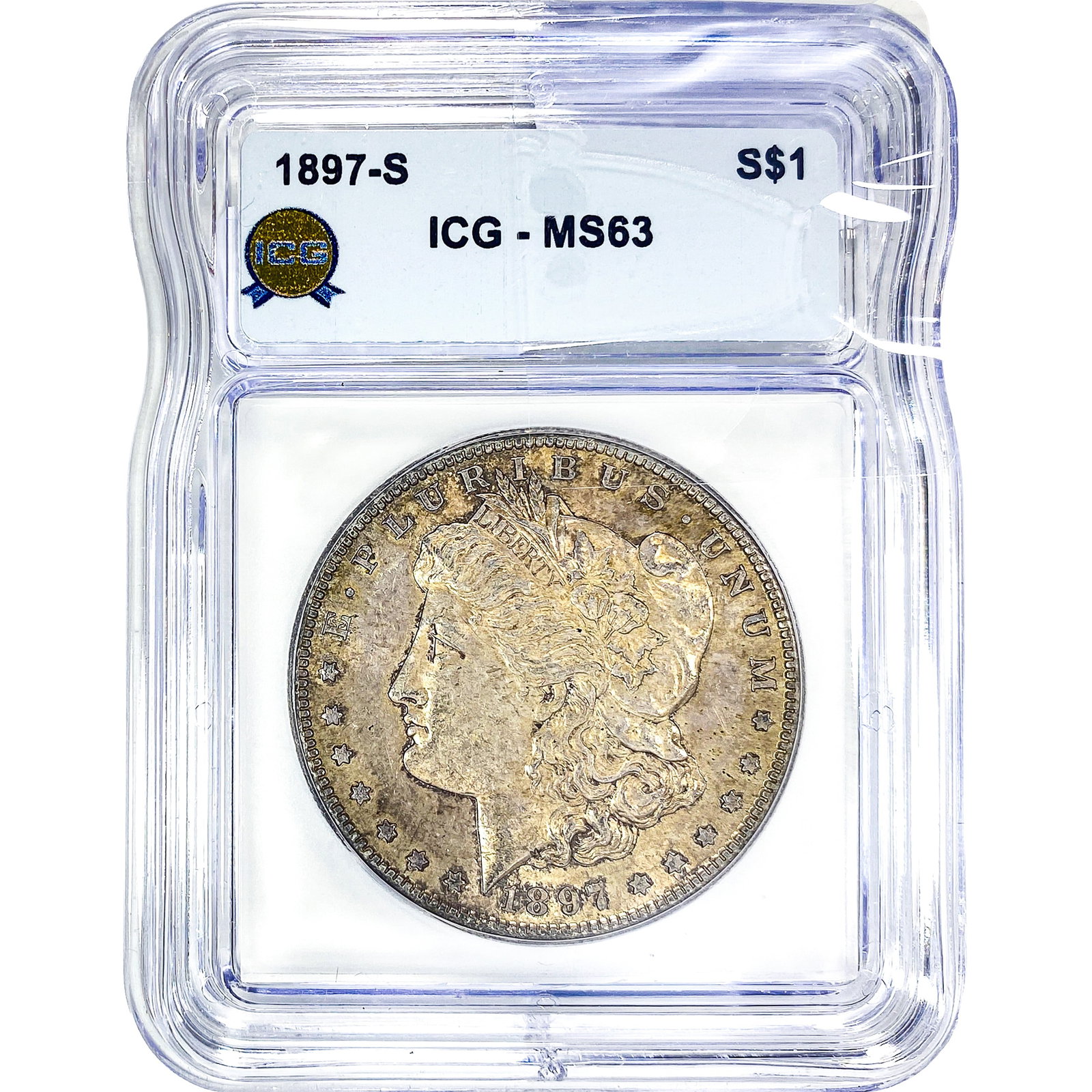 1897-S Morgan Silver Dollar ICG MS63: 1897-S Morgan Silver Dollar ICG MS63