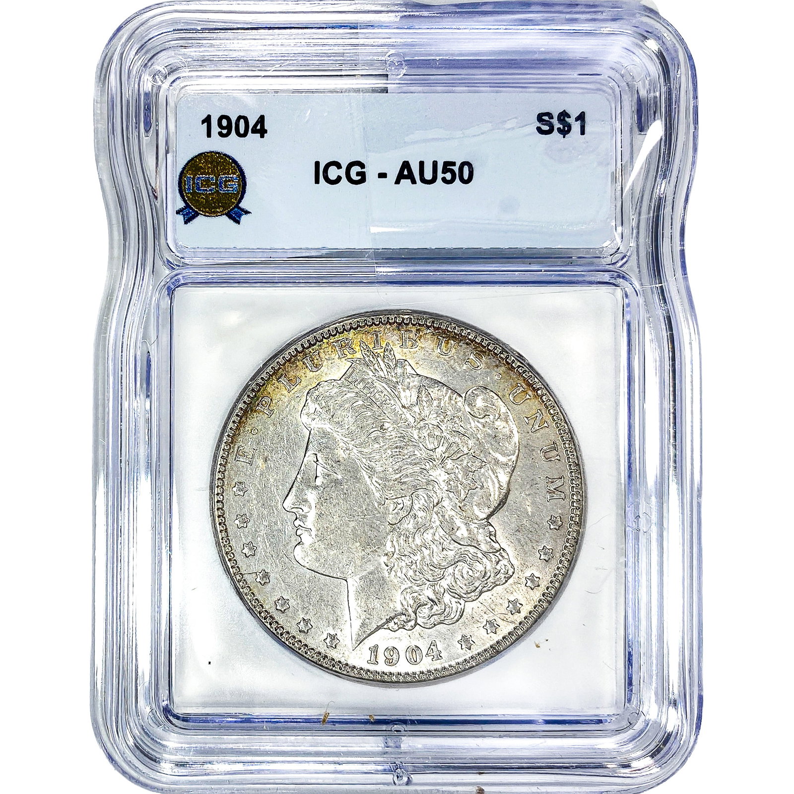 1904 Morgan Silver Dollar ICG AU50: 1904 Morgan Silver Dollar ICG AU50