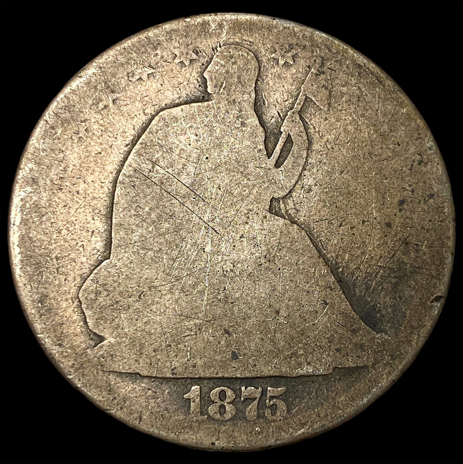 1875-S Silver Half Dollar (Seated Liberty) NICELY CIRCULATED: 1875-S Silver Half Dollar (Seated Liberty) NICELY CIRCULATED