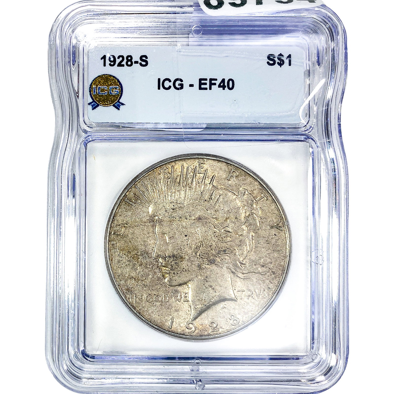1928-S Silver Peace Dollar ICG EF40: 1928-S Silver Peace Dollar ICG EF40