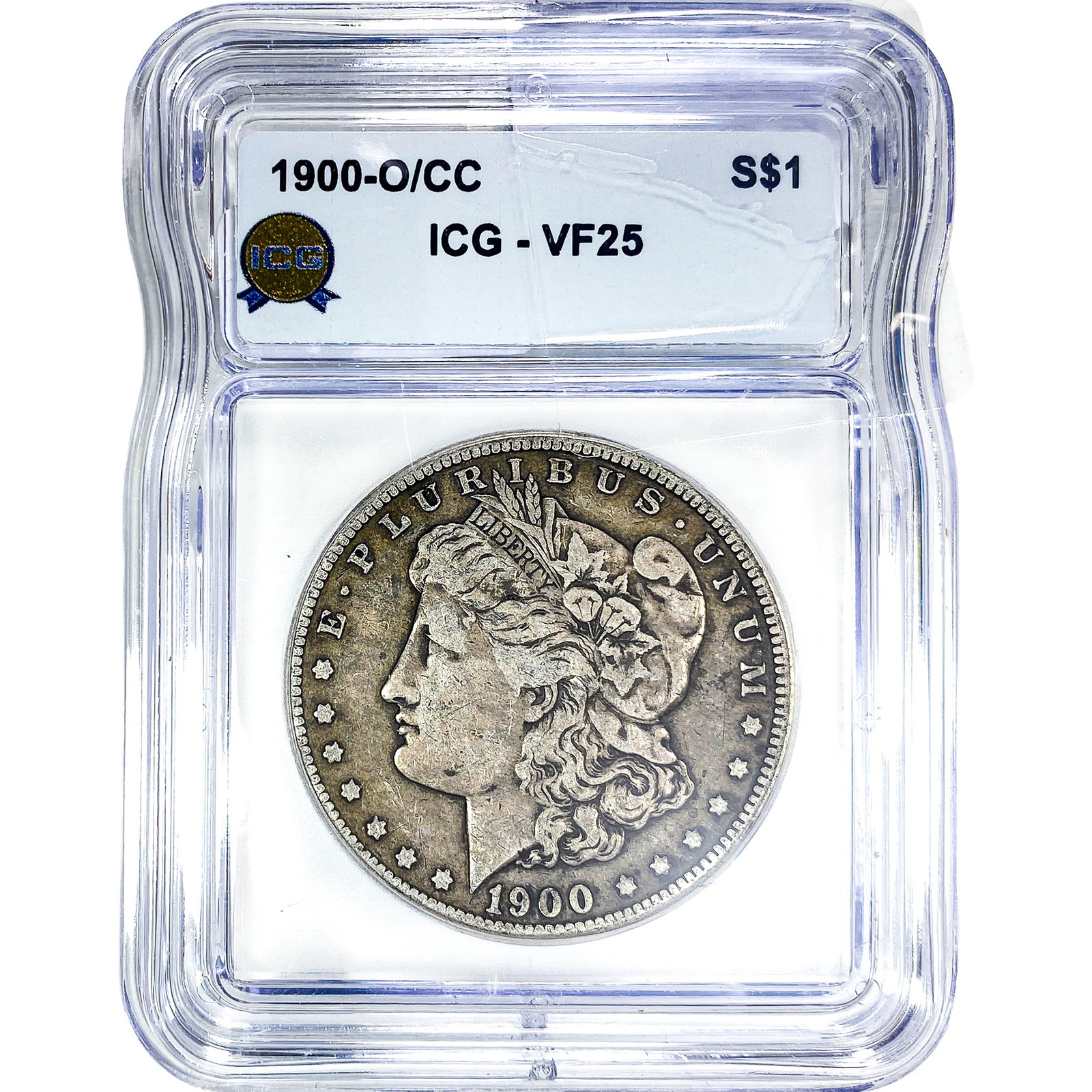 1900-O/CC Morgan Silver Dollar ICG VF25: 1900-O/CC Morgan Silver Dollar ICG VF25