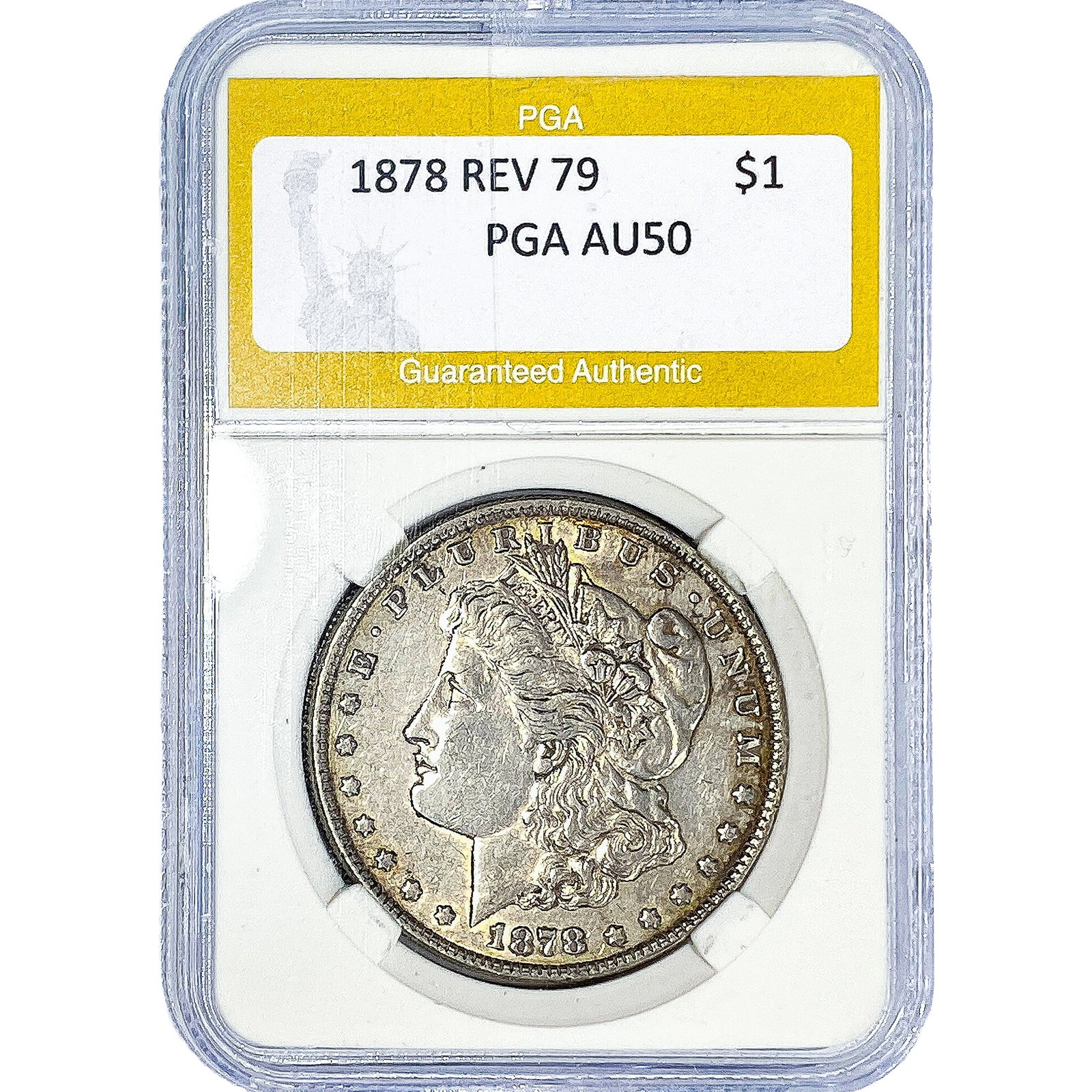 1878 REV 79 Morgan Silver Dollar PGA AU50: 1878 REV 79 Morgan Silver Dollar PGA AU50