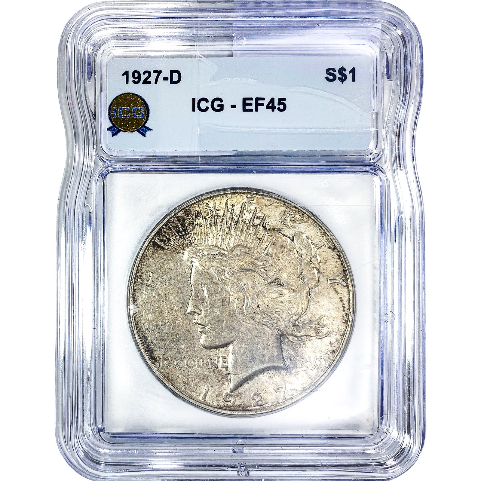 1927-D Silver Peace Dollar ICG EF45: 1927-D Silver Peace Dollar ICG EF45