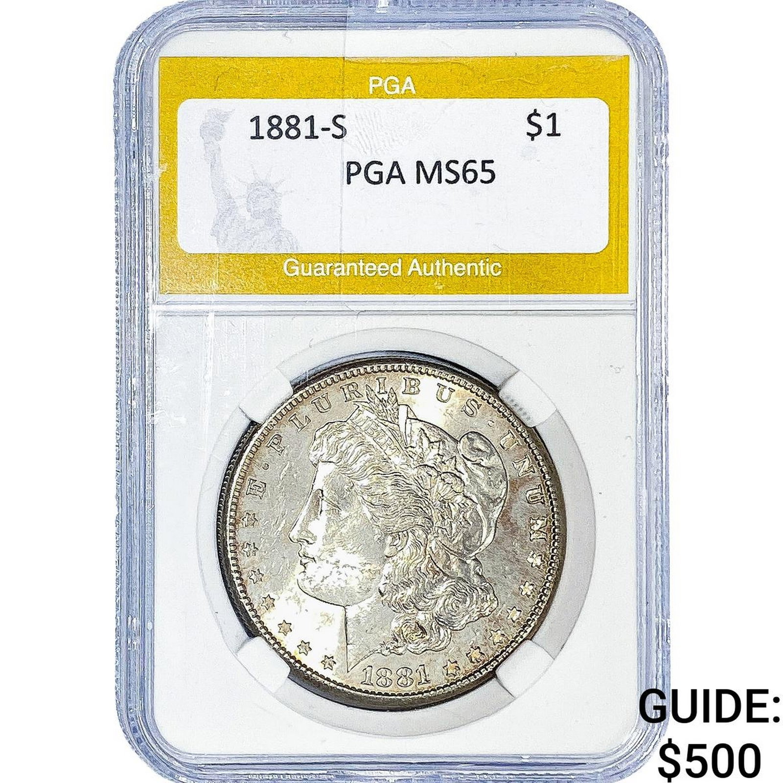 1881-S Morgan Silver Dollar PGA MS65: 1881-S Morgan Silver Dollar PGA MS65