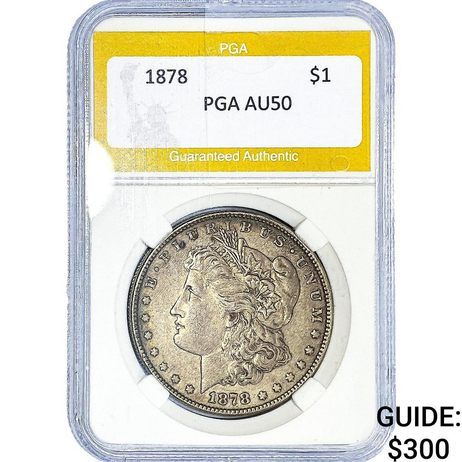 1878 Morgan Silver Dollar PGA AU50: 1878 Morgan Silver Dollar PGA AU50