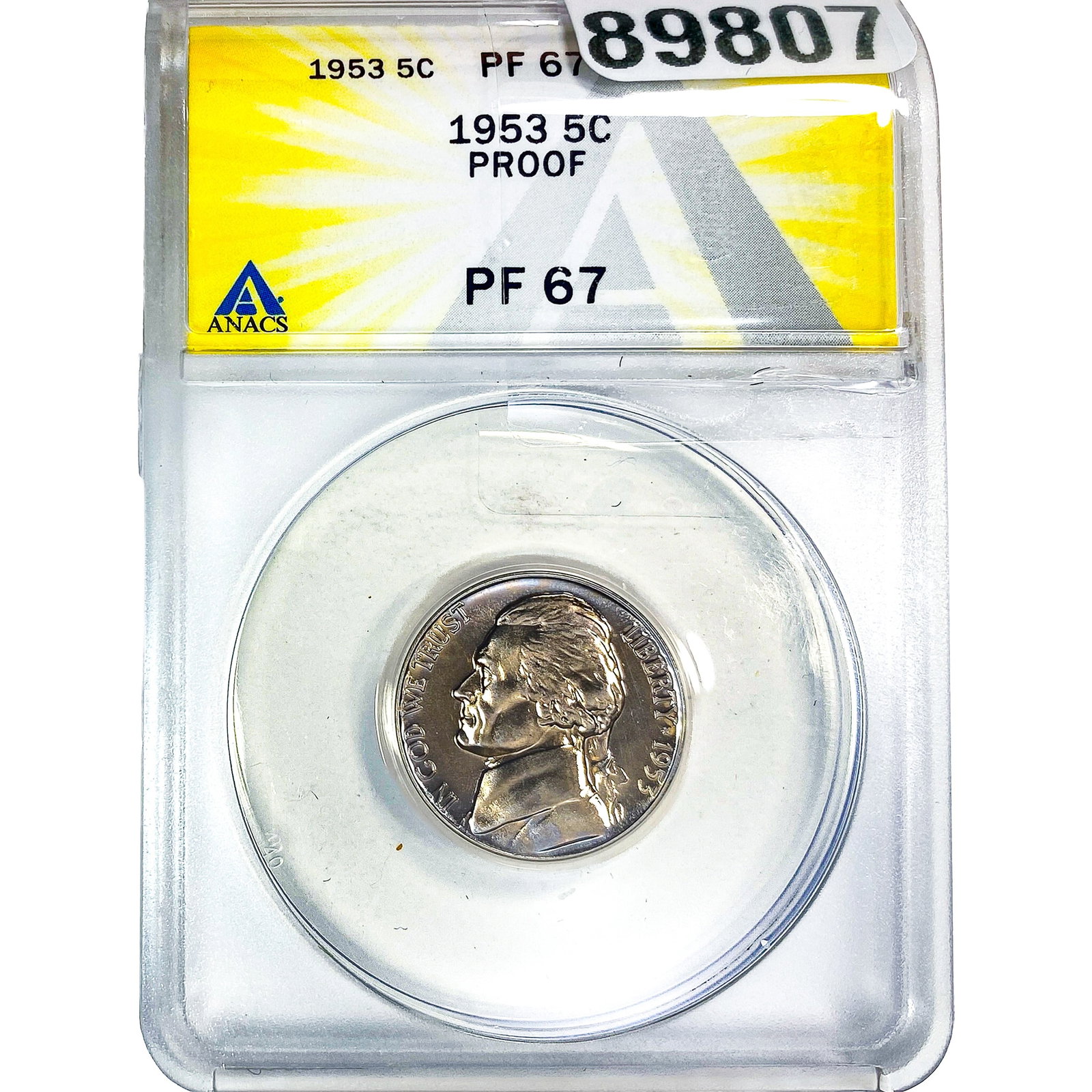 1953 Jefferson Nickel ANACS PF67 PROOF: 1953 Jefferson Nickel ANACS PF67 PROOF