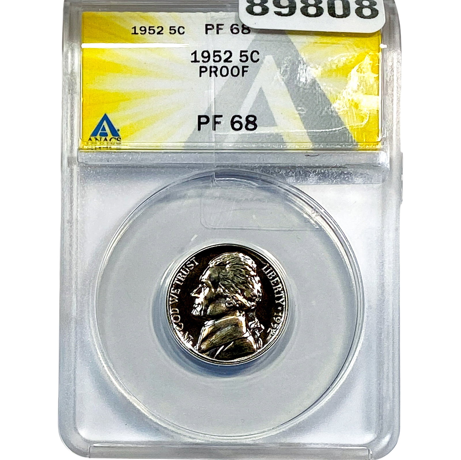 1952 Jefferson Nickel ANACS PF68 PROOF: 1952 Jefferson Nickel ANACS PF68 PROOF