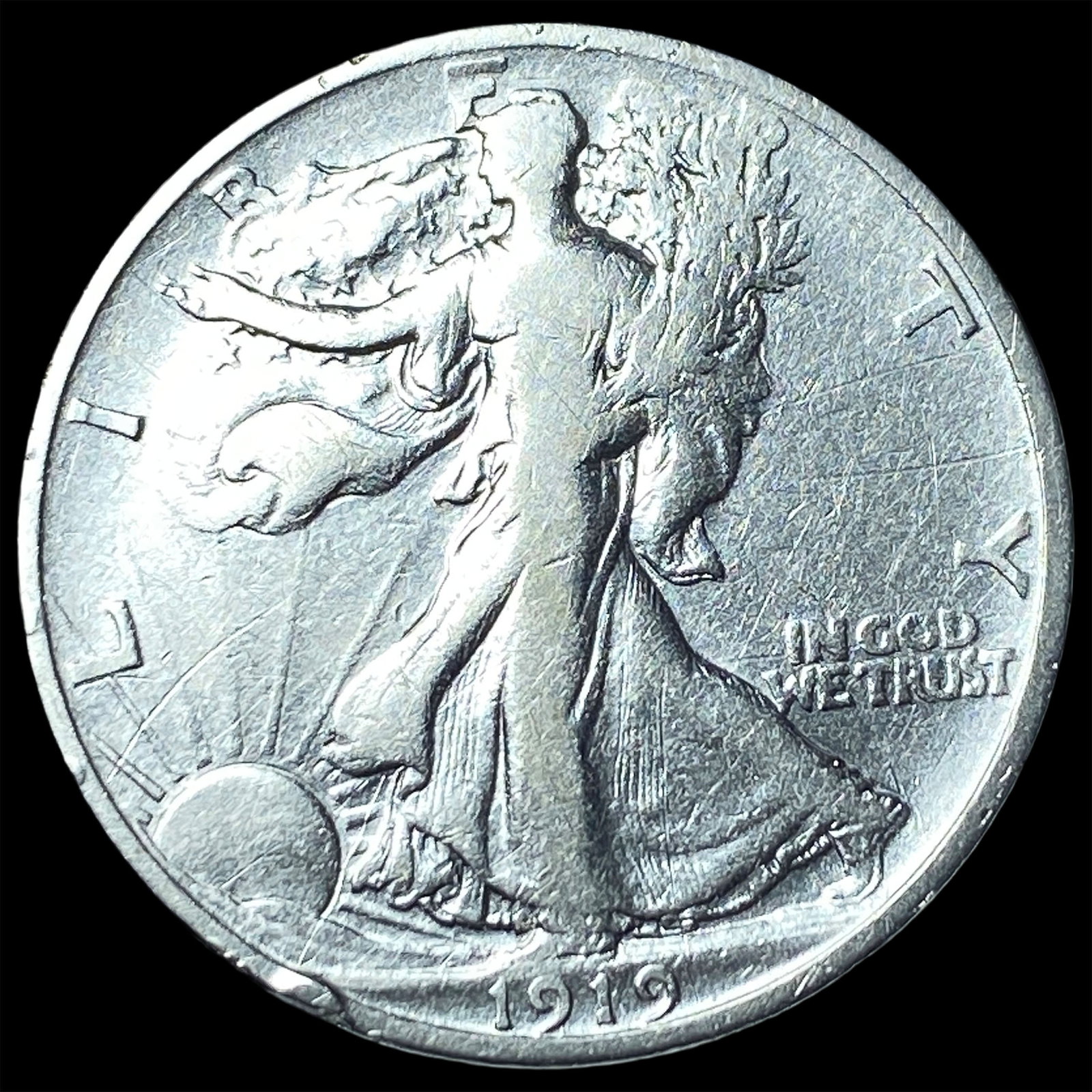 1919-D Silver Walking Liberty Half Dollar LIGHTLY CIRCULATED: 1919-D Silver Walking Liberty Half Dollar LIGHTLY CIRCULATED