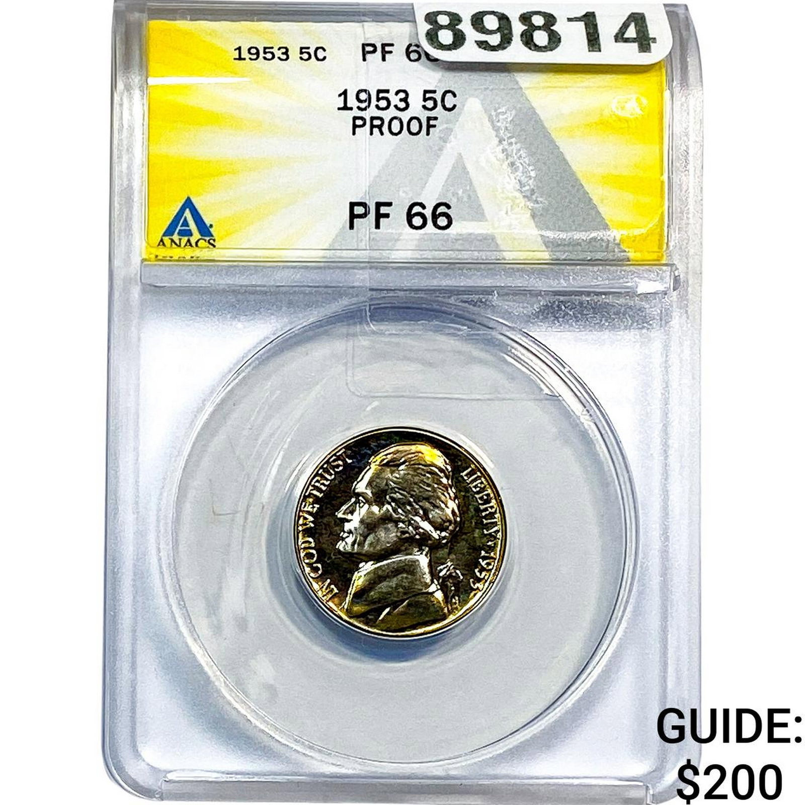 1953 Jefferson Nickel ANACS PF66 PROOF: 1953 Jefferson Nickel ANACS PF66 PROOF