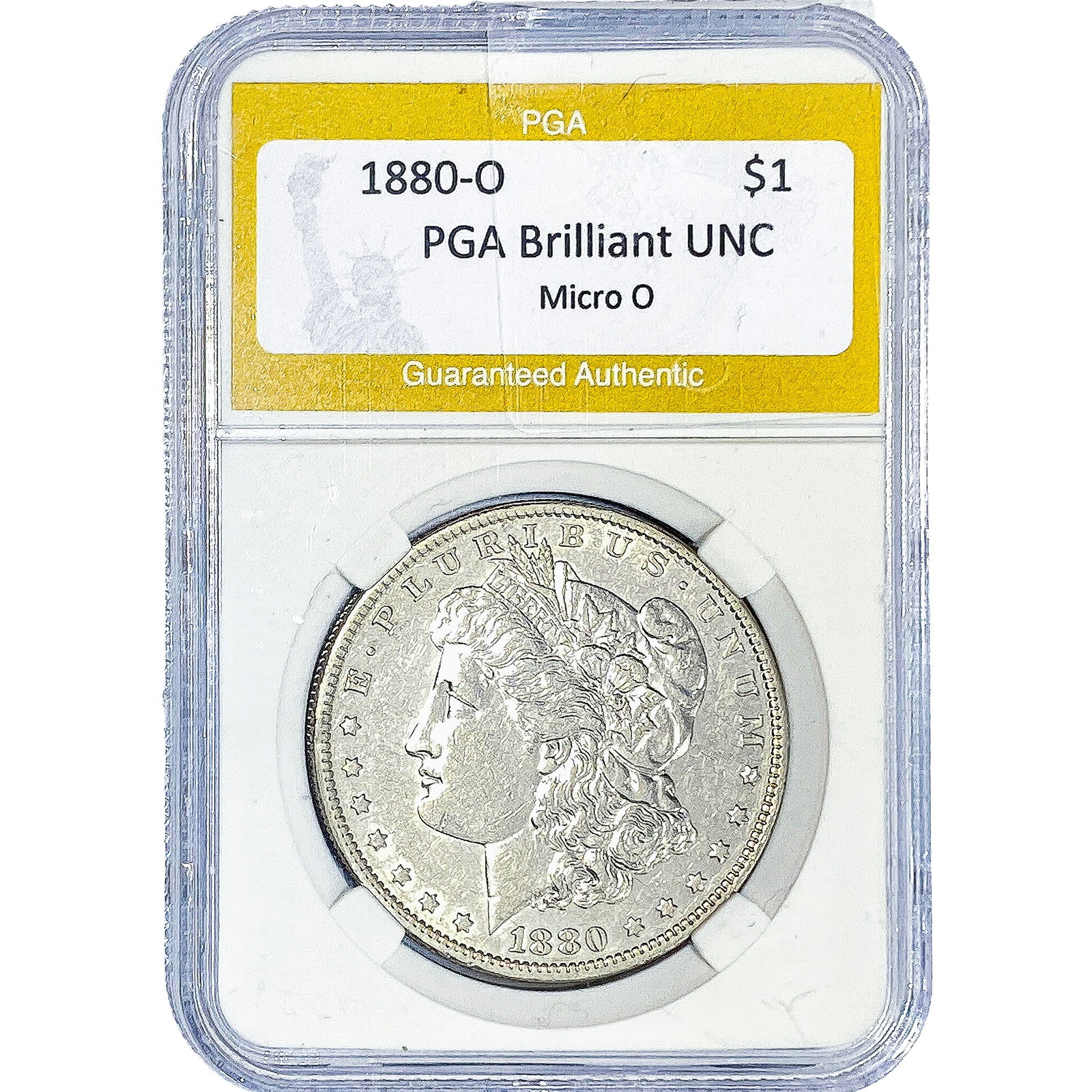 1880-O Morgan Silver Dollar PGA Brilliant UNC Micro O (1 of 2)