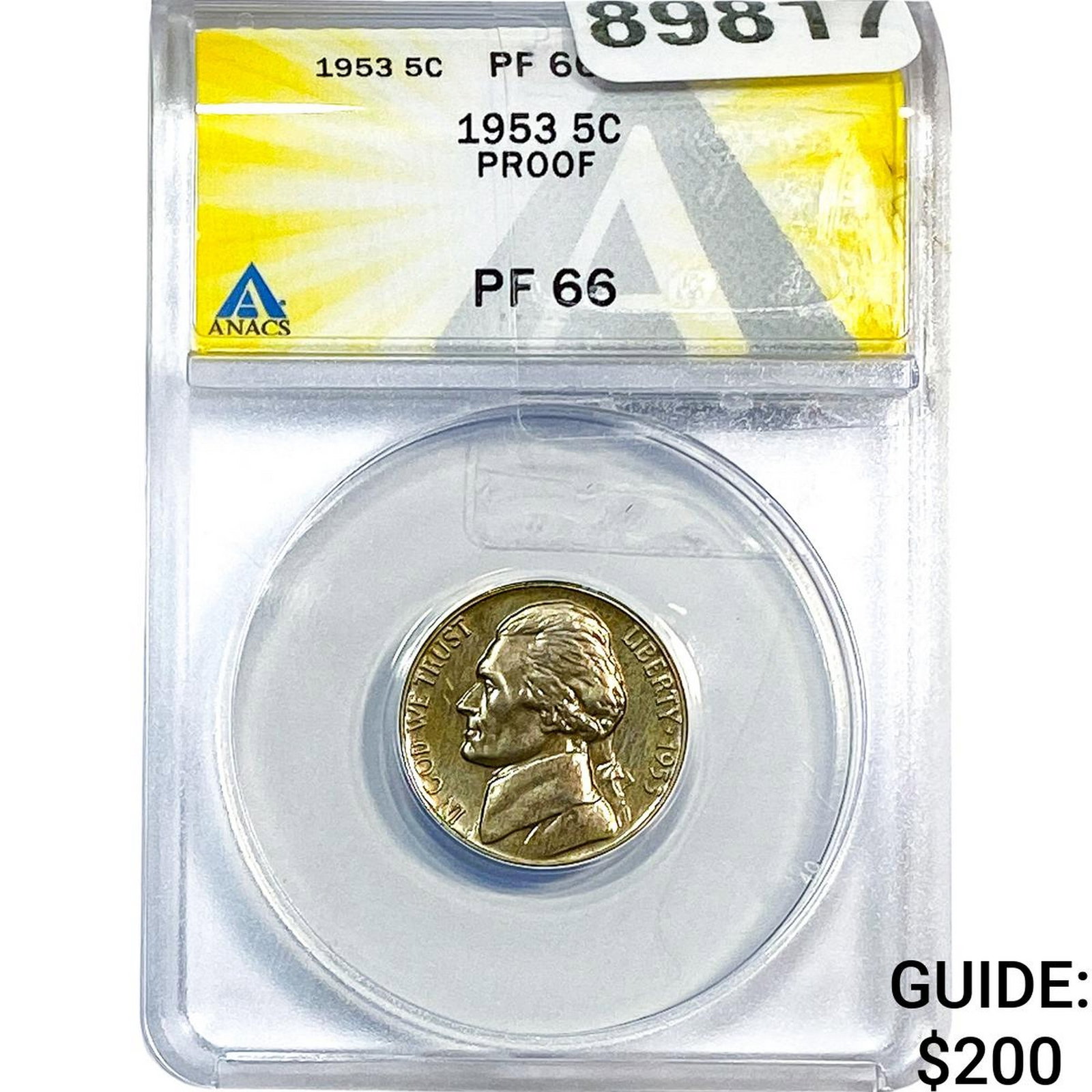 1953 Jefferson Nickel ANACS PF66 PROOF: 1953 Jefferson Nickel ANACS PF66 PROOF