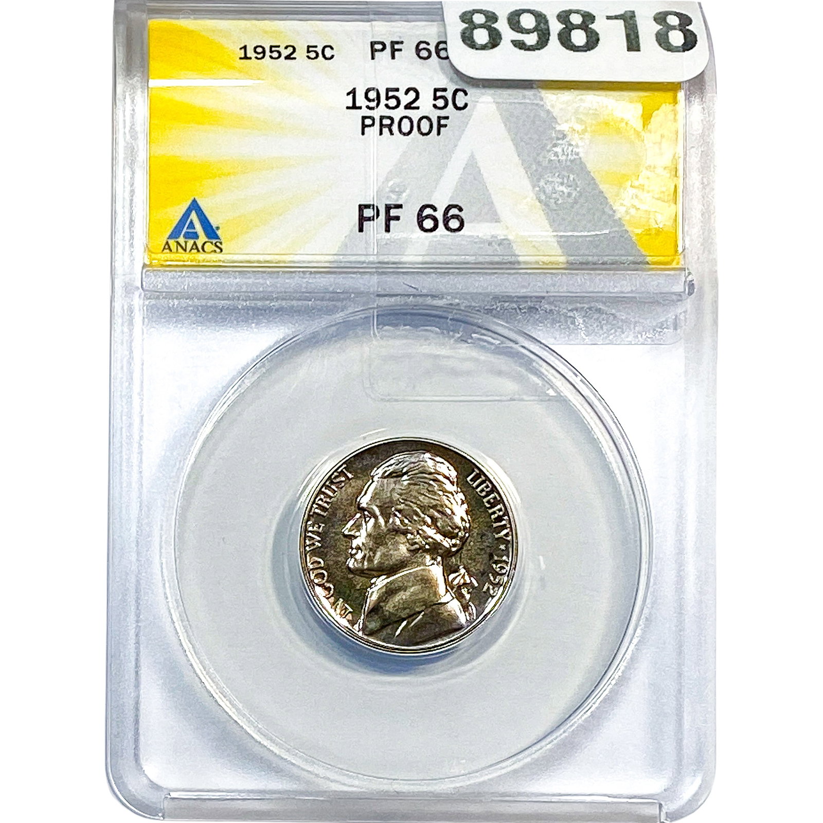 1952 Jefferson Nickel ANACS PF66 PROOF: 1952 Jefferson Nickel ANACS PF66 PROOF