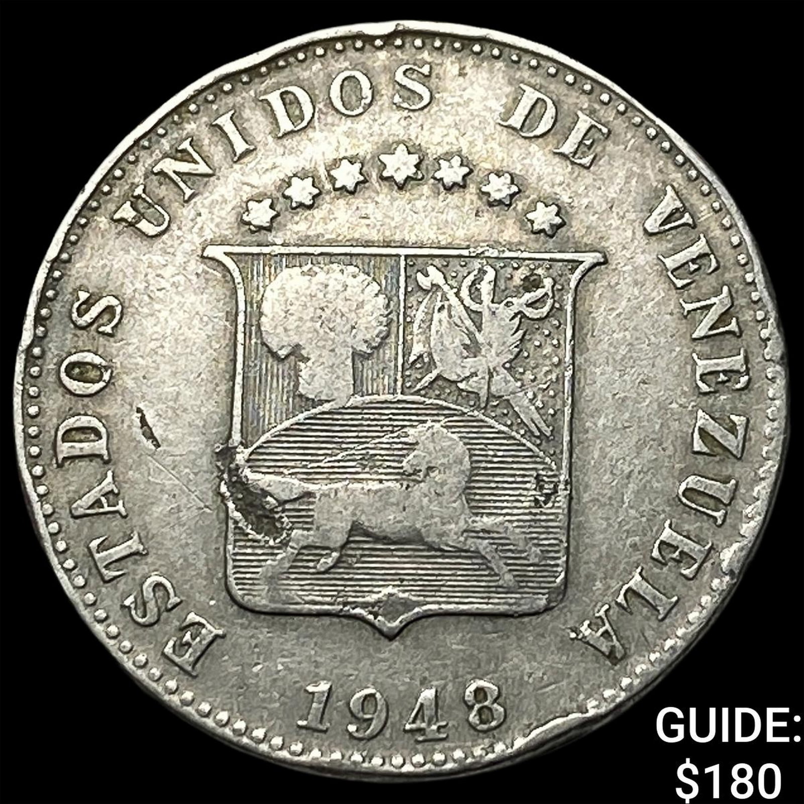 1948 Venezuela Silver 12.5 Centimos: 1948 Venezuela Silver 12.5 Centimos
