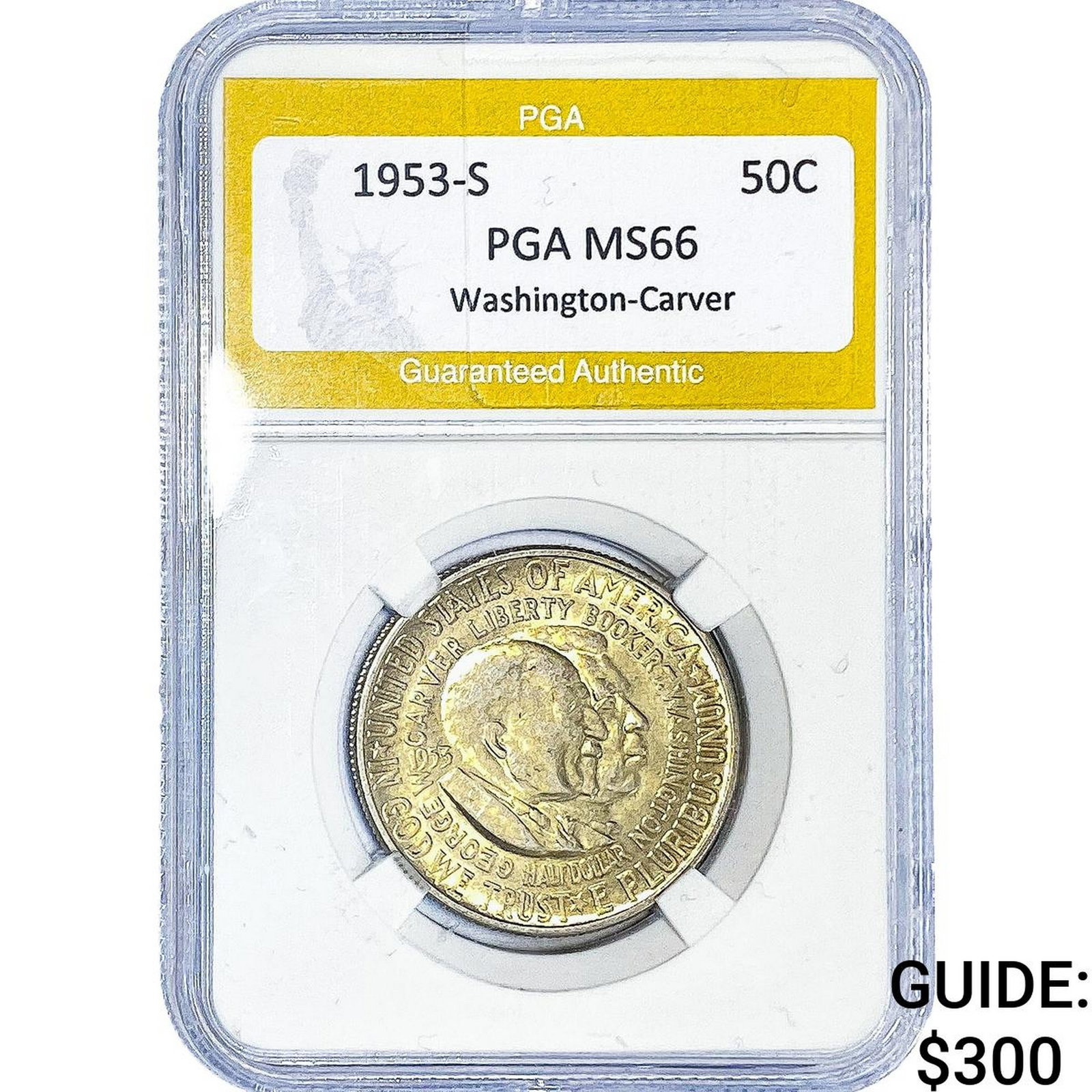 1953-S Washington Carver Half Dollar PGA MS66: 1953-S Washington Carver Half Dollar PGA MS66
