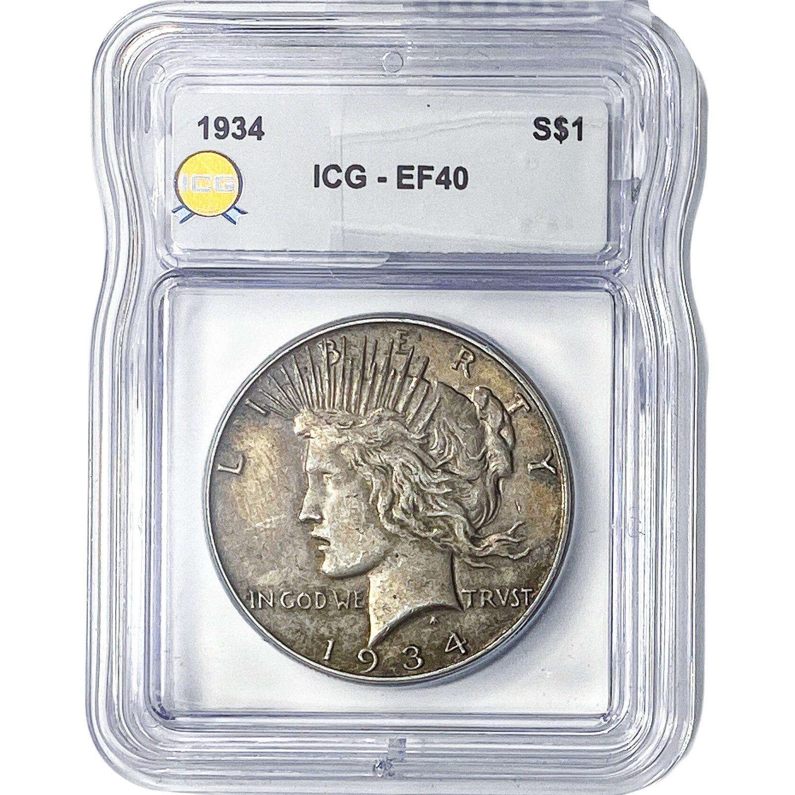 1934 Silver Peace Dollar ICG EF40: 1934 Silver Peace Dollar ICG EF40