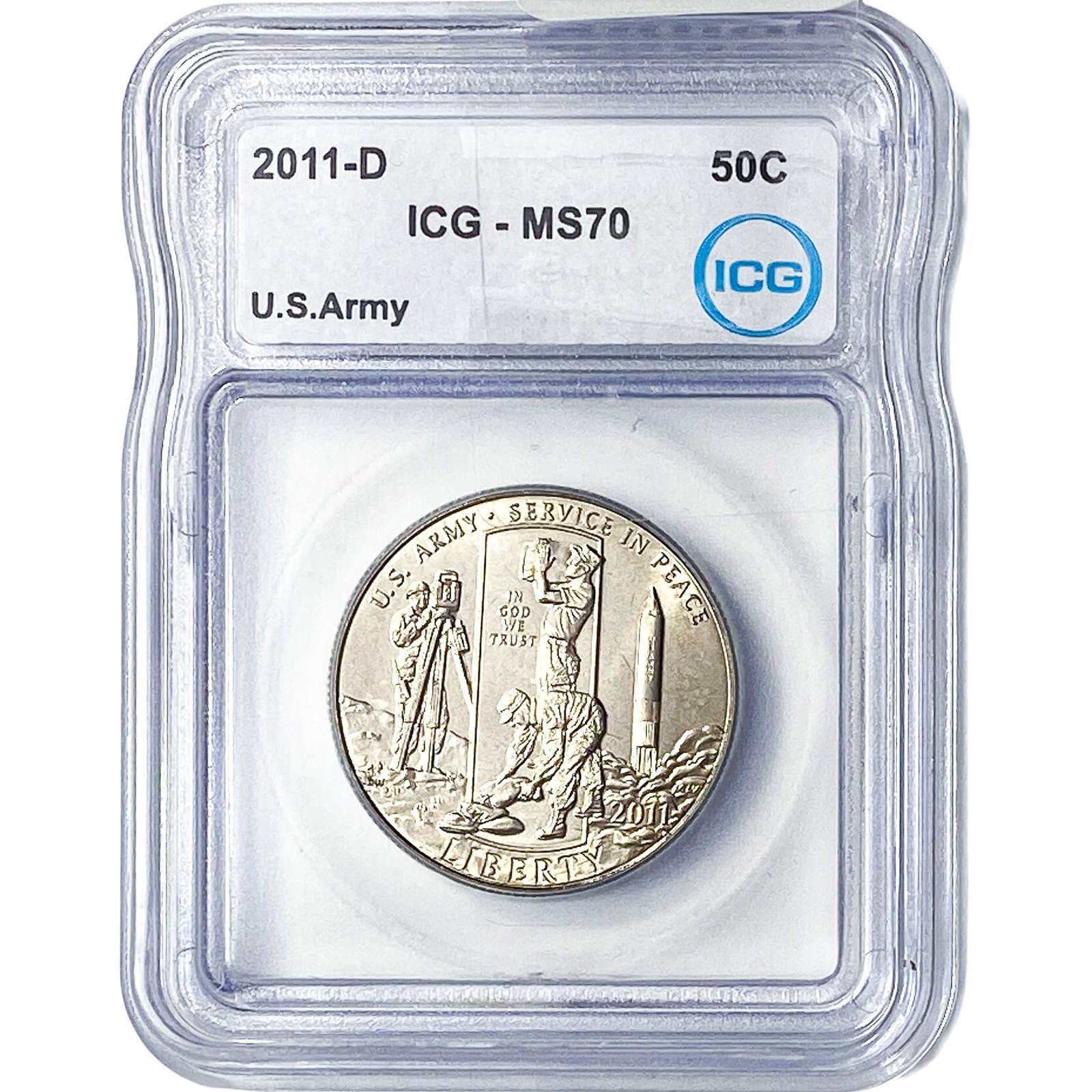 2011-D ICG MS70 US ARMY 50C: 2011-D ICG MS70 US ARMY 50C