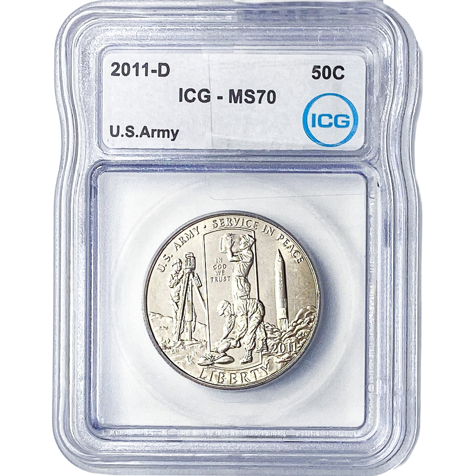 2011-D ICG MS70 US ARMY 50C: 2011-D ICG MS70 US ARMY 50C