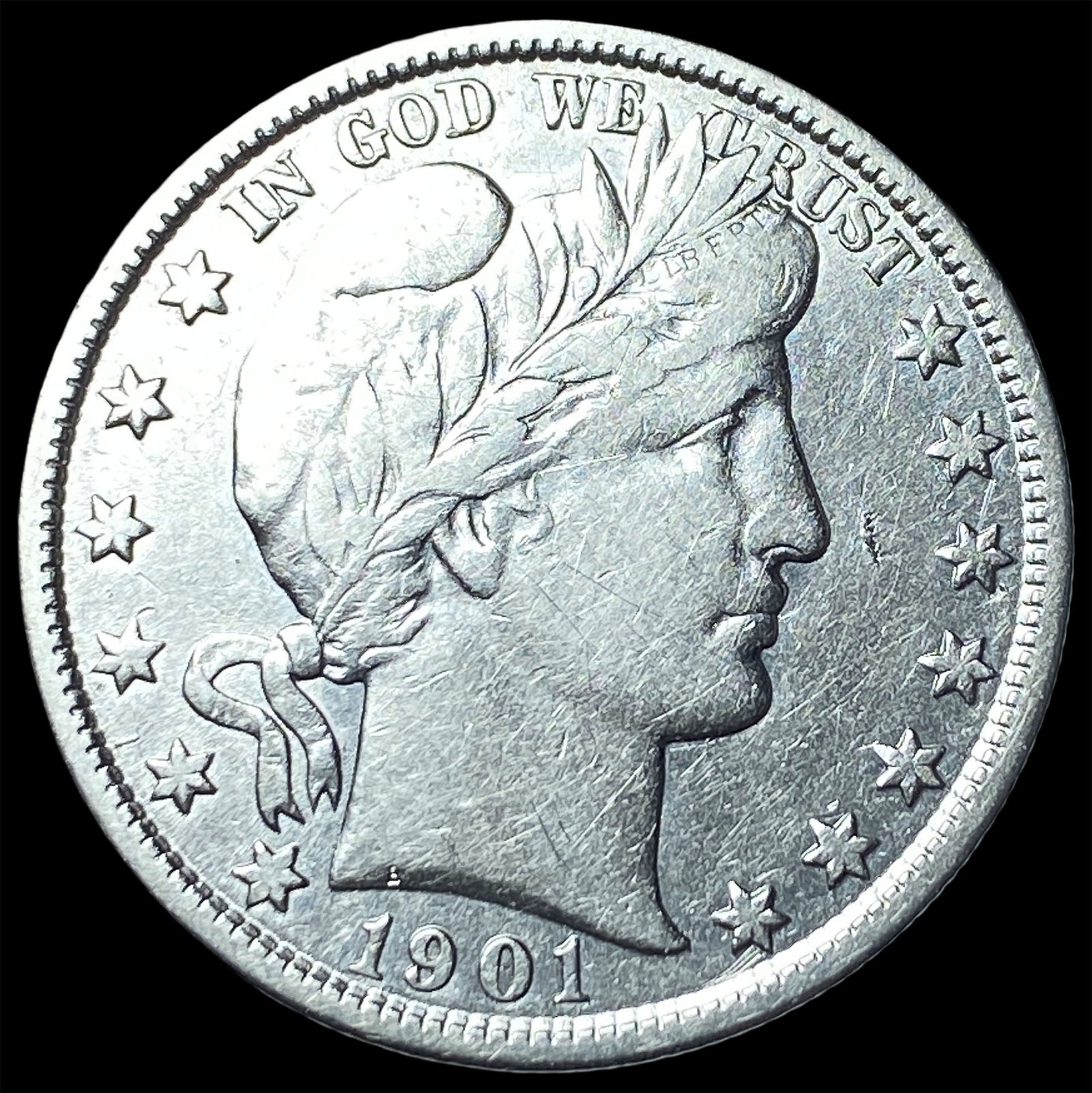 1901 Silver Barber Half Dollar LIGHTLY CIRCULATED: 1901 Silver Barber Half Dollar LIGHTLY CIRCULATED