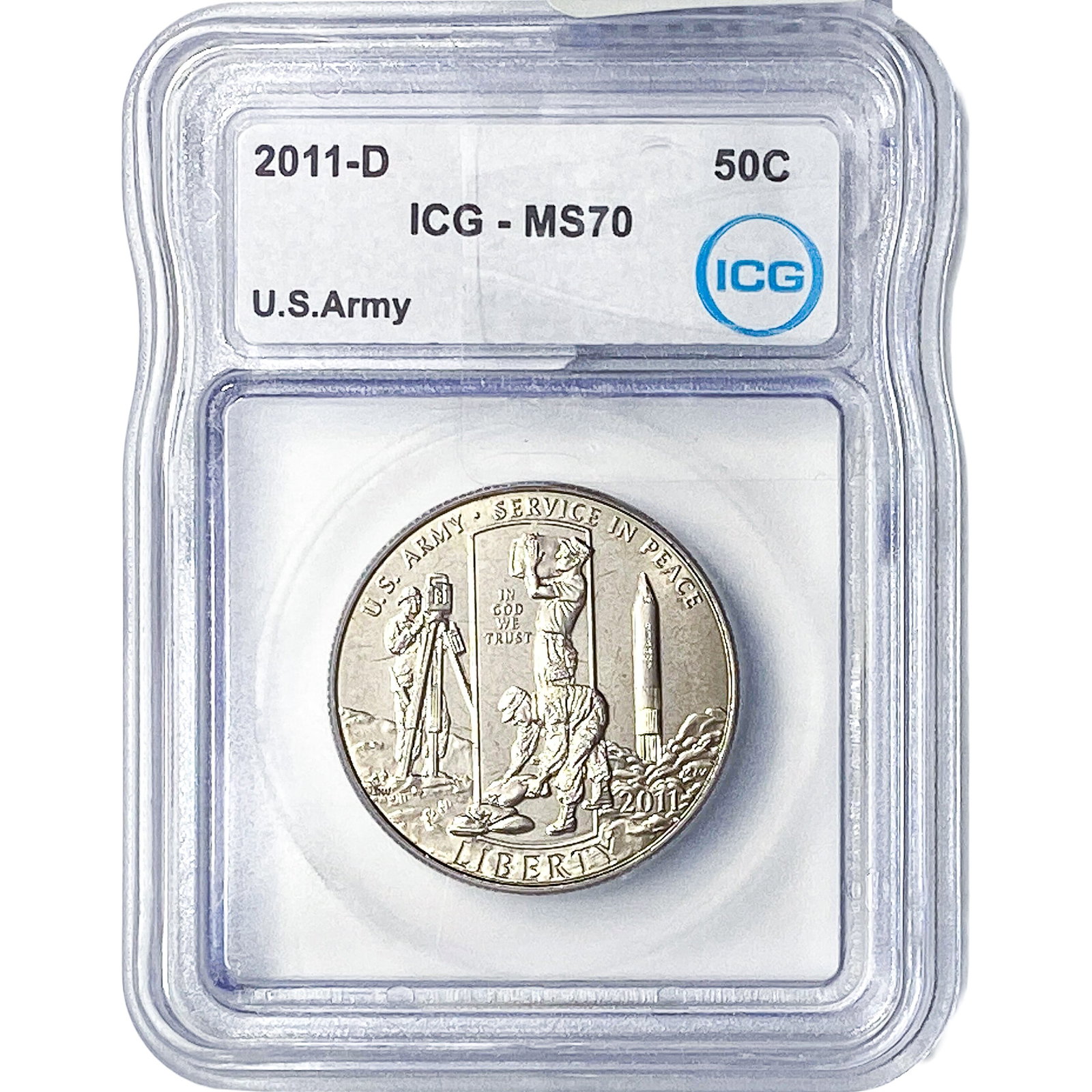 2011-D ICG MS70 US ARMY 50C (1 of 2)