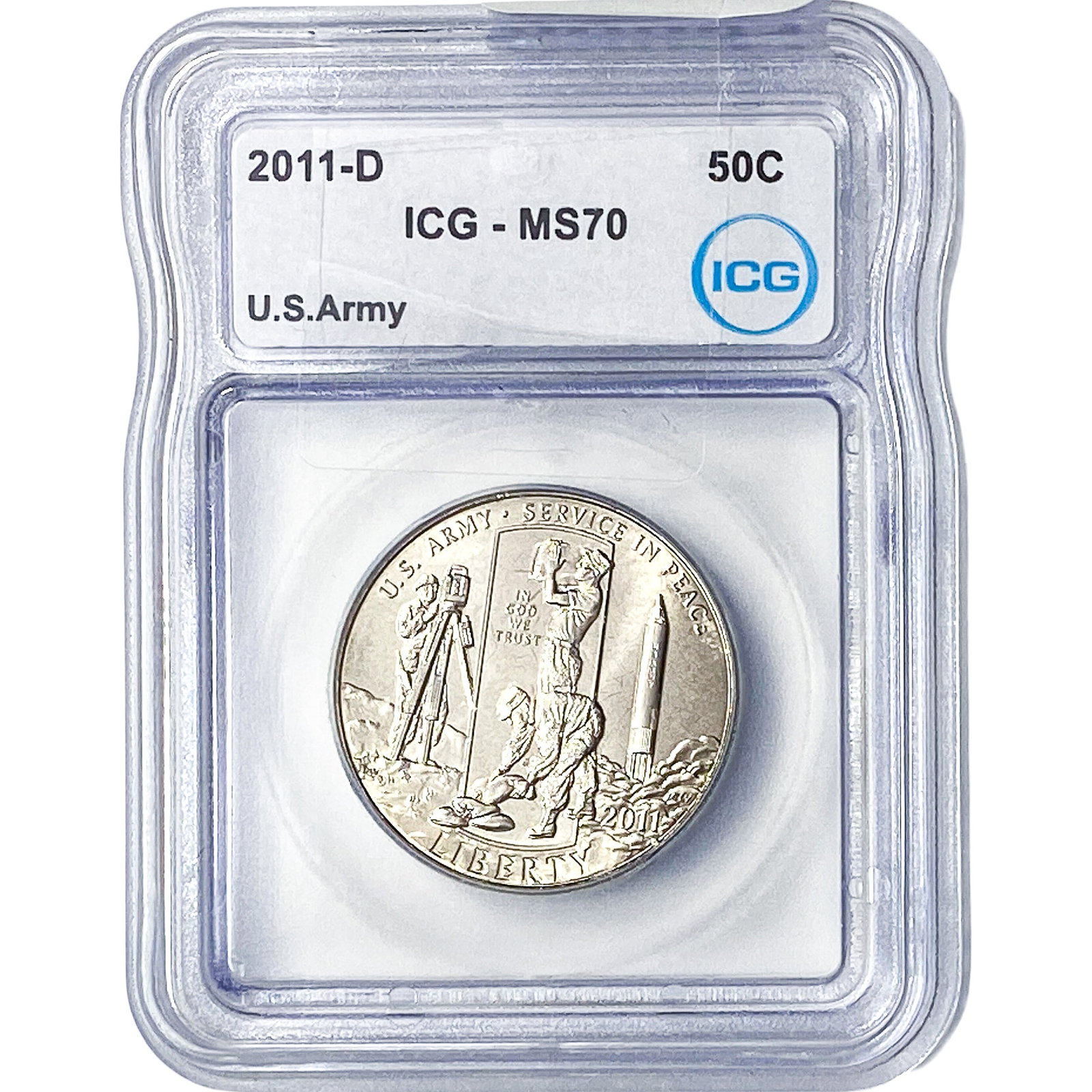 2011-D ICG MS70 US ARMY 50C: 2011-D ICG MS70 US ARMY 50C