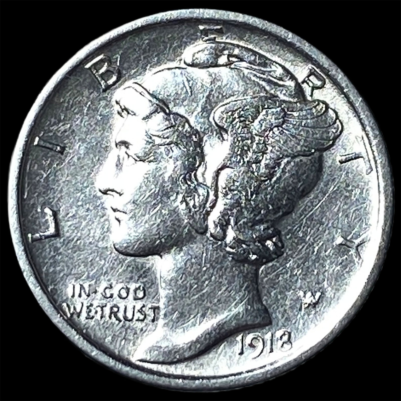 1918-D Silver Mercury Dime CHOICE AU: 1918-D Silver Mercury Dime CHOICE AU