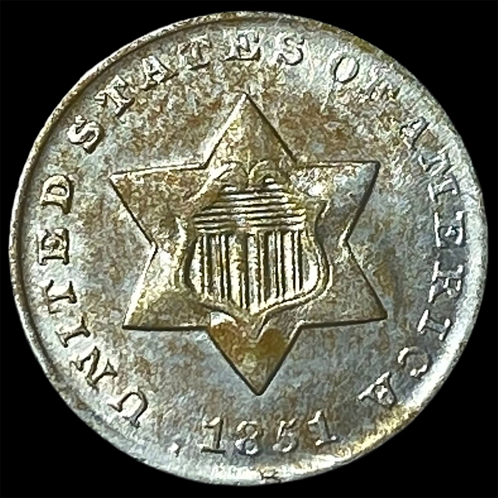 1851 Silver Three-Cent Piece CLOSELY UNCIRCULATED (1 of 2)
