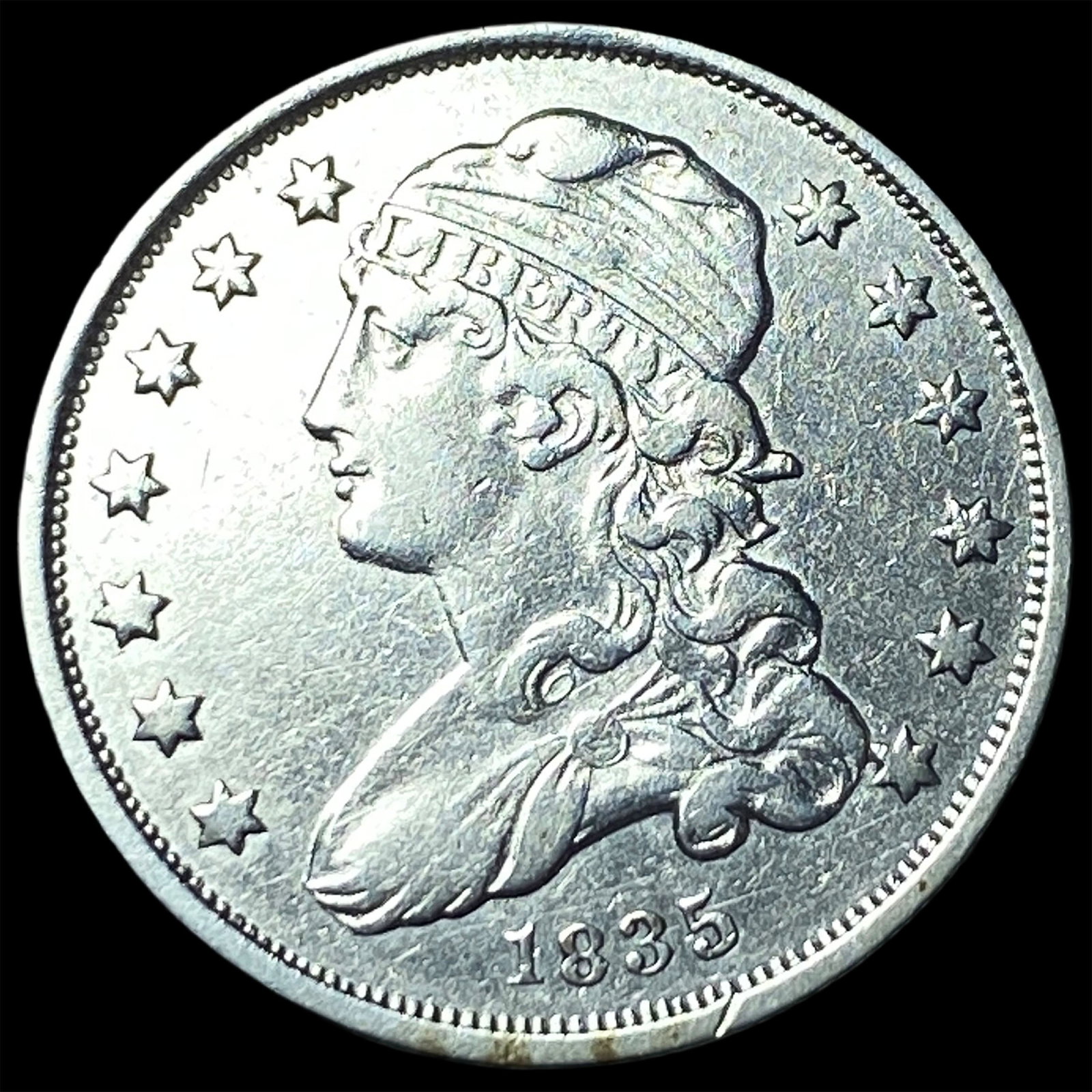 1835 Capped Bust Silver Quarter NEARLY UNCIRCULATED: 1835 Capped Bust Silver Quarter NEARLY UNCIRCULATED