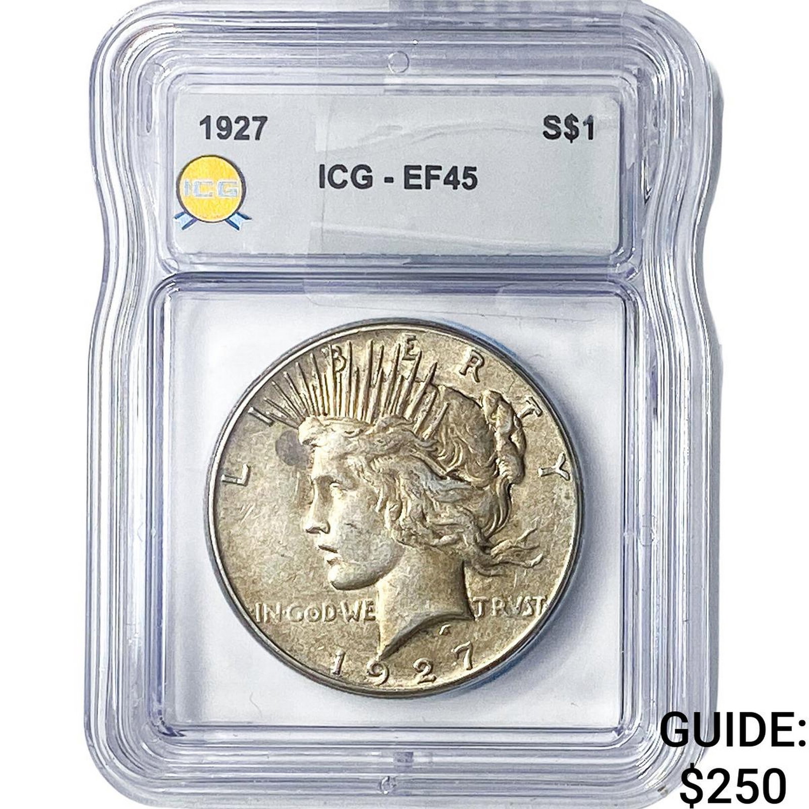 1927 Silver Peace Dollar ICG EF45: 1927 Silver Peace Dollar ICG EF45