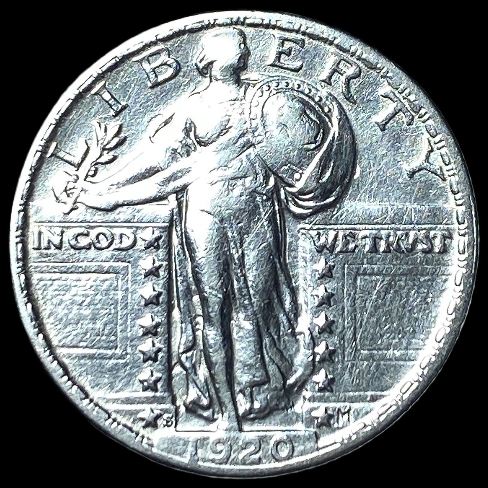 1920-S Silver Standing Liberty Quarter CLOSELY UNCIRCULATED: 1920-S Silver Standing Liberty Quarter CLOSELY UNCIRCULATED