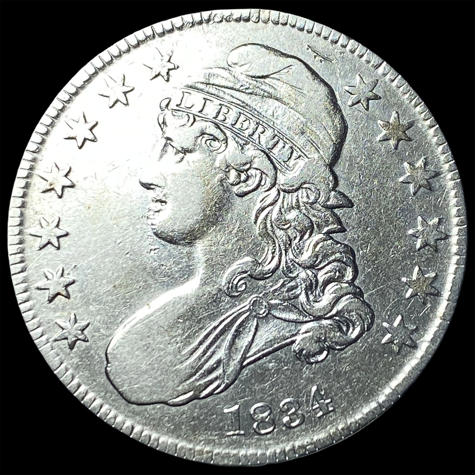 1834 Capped Bust Half Dollar CLOSELY UNCIRCULATED: 1834 Capped Bust Half Dollar CLOSELY UNCIRCULATED