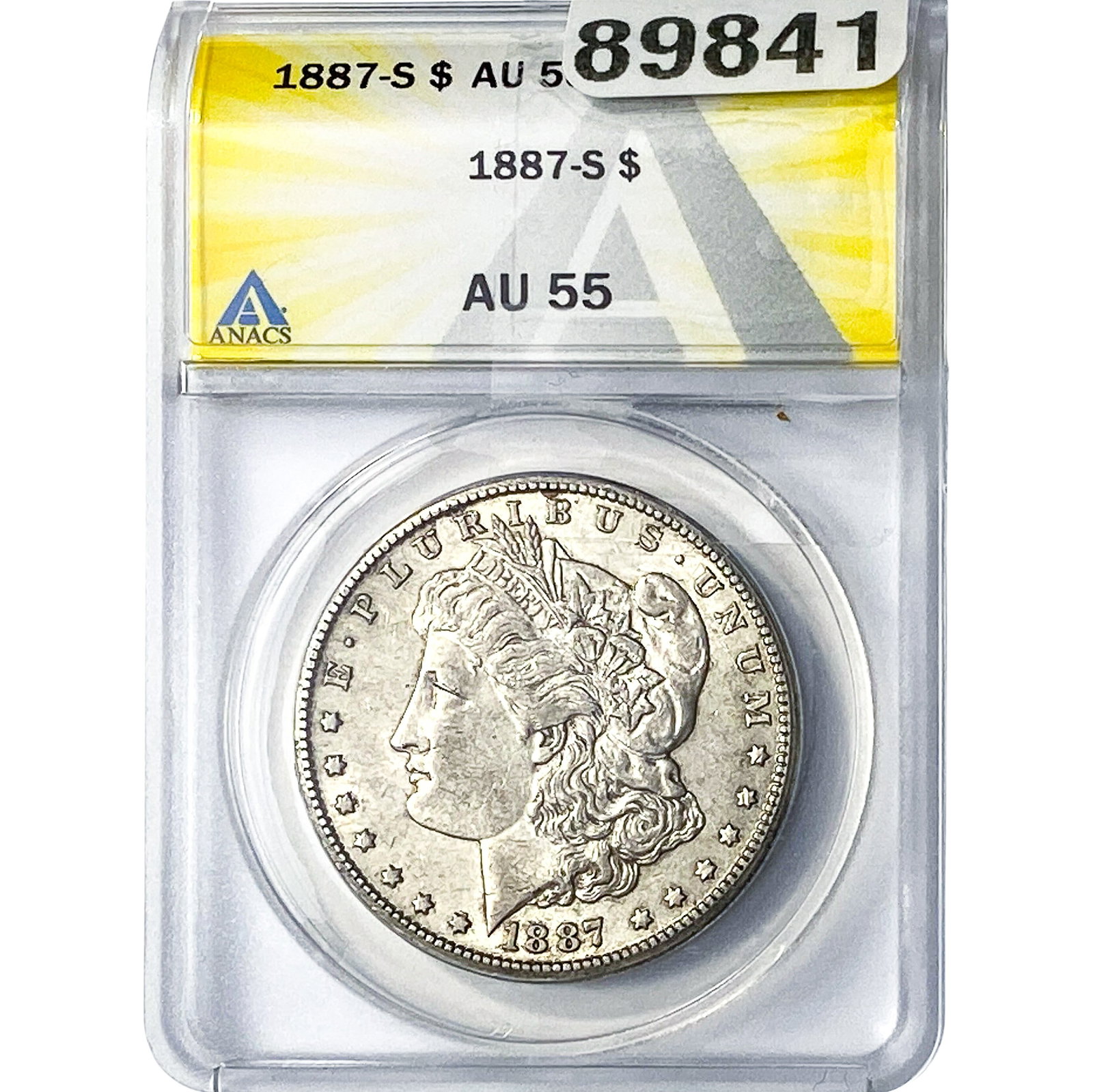 1887-S Morgan Silver Dollar ANACS AU55: 1887-S Morgan Silver Dollar ANACS AU55