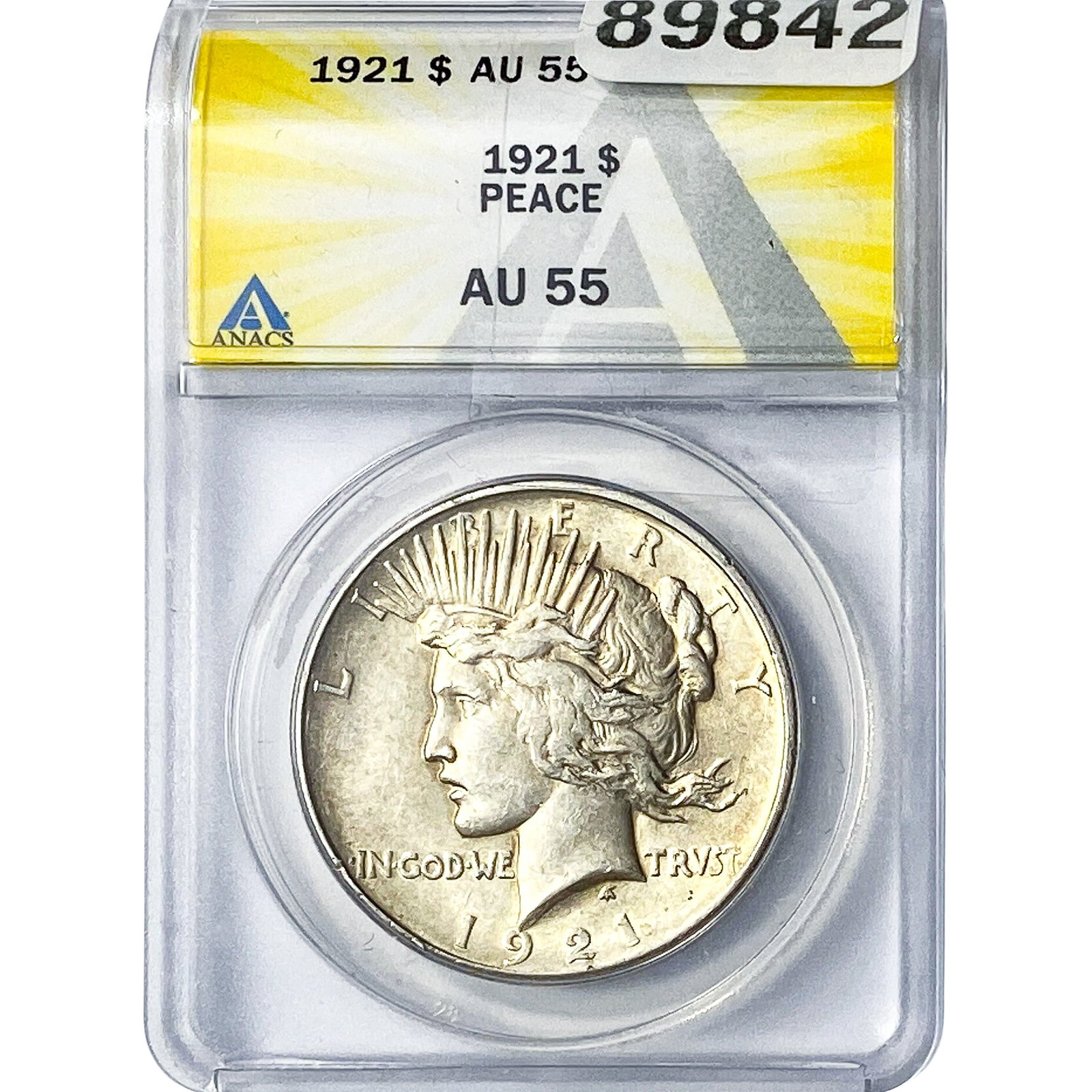 1921 Silver Peace Dollar ANACS AU55: 1921 Silver Peace Dollar ANACS AU55