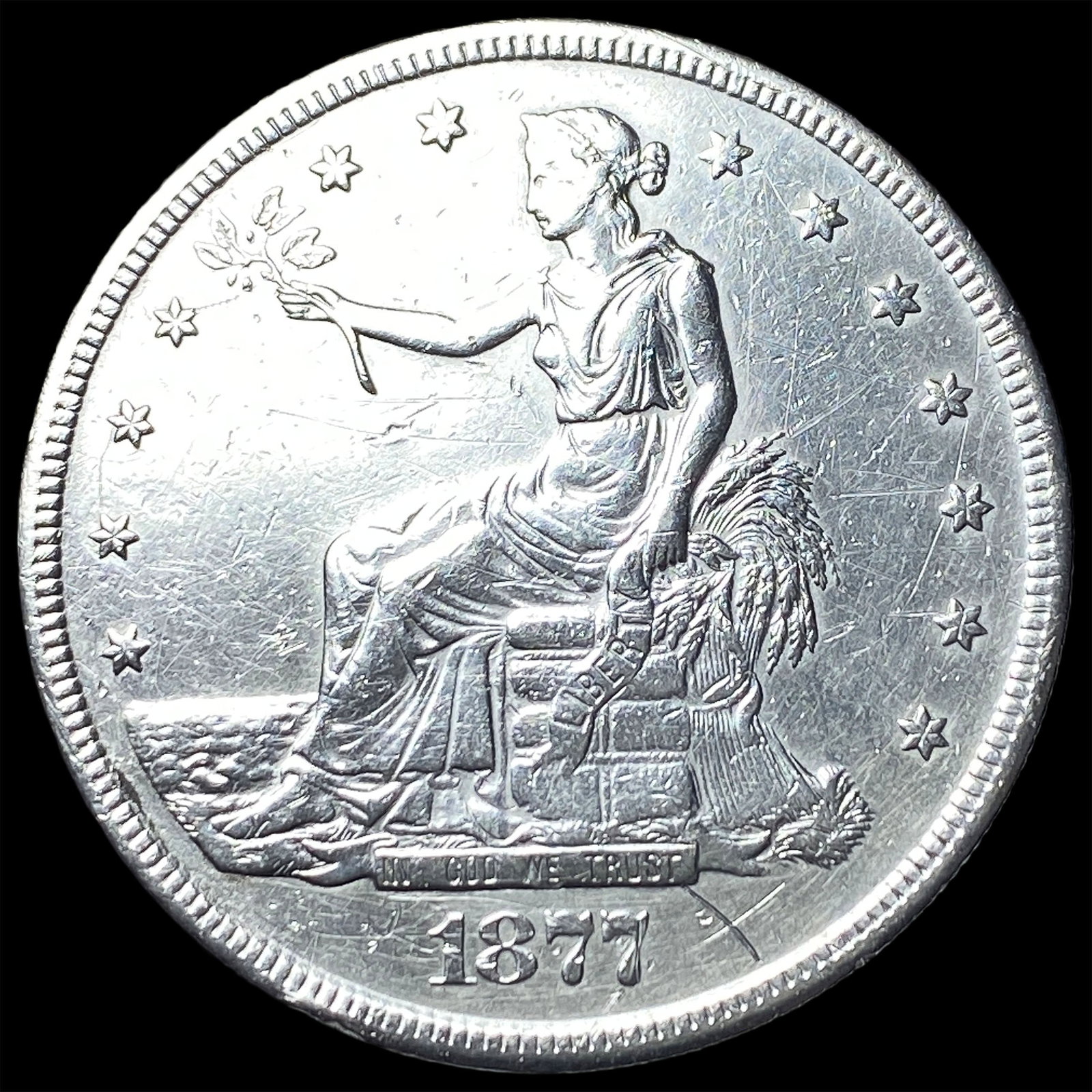 1877-S Silver Trade Dollar NEARLY UNCIRCULATED: 1877-S Silver Trade Dollar NEARLY UNCIRCULATED